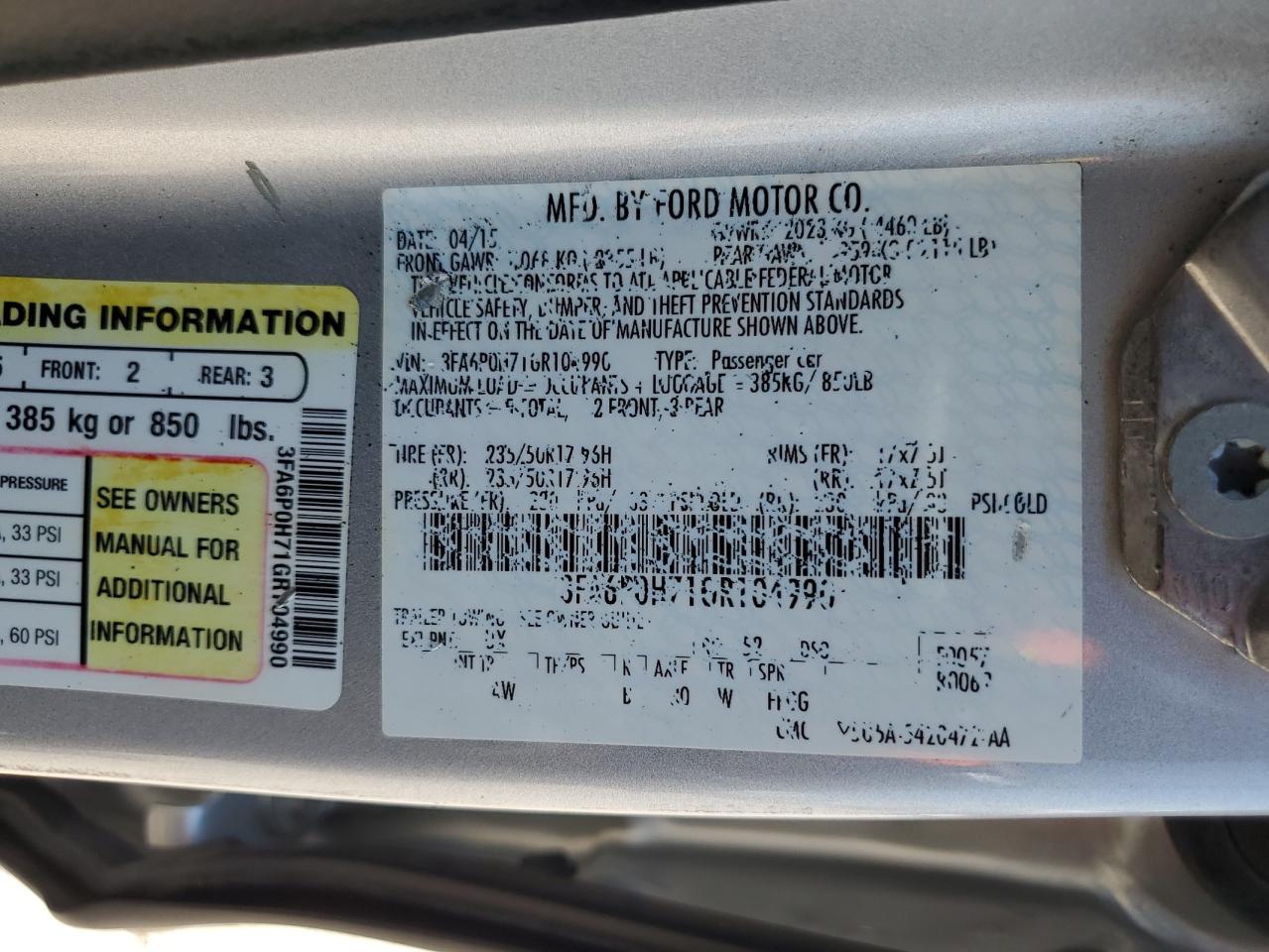 3FA6P0H71GR104990 2016 Ford Fusion Se