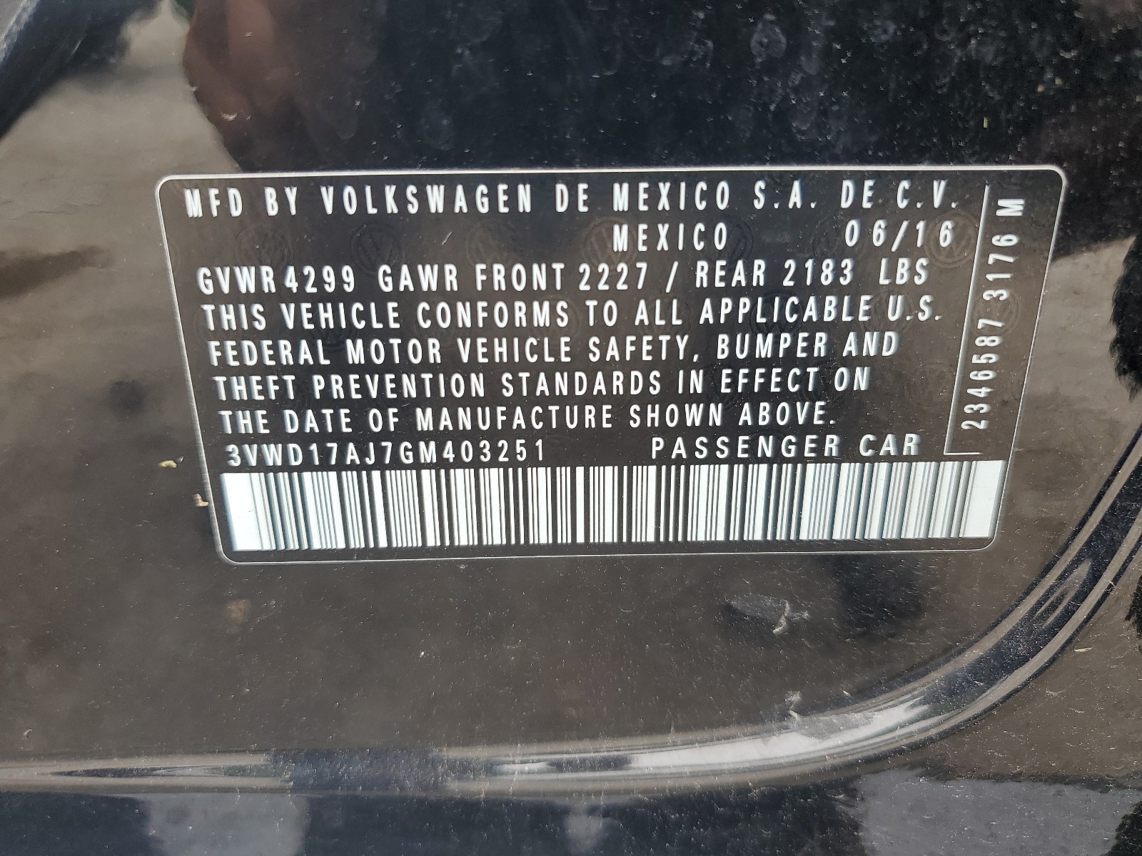 3VWD17AJ7GM403251 2016 Volkswagen Jetta Sport