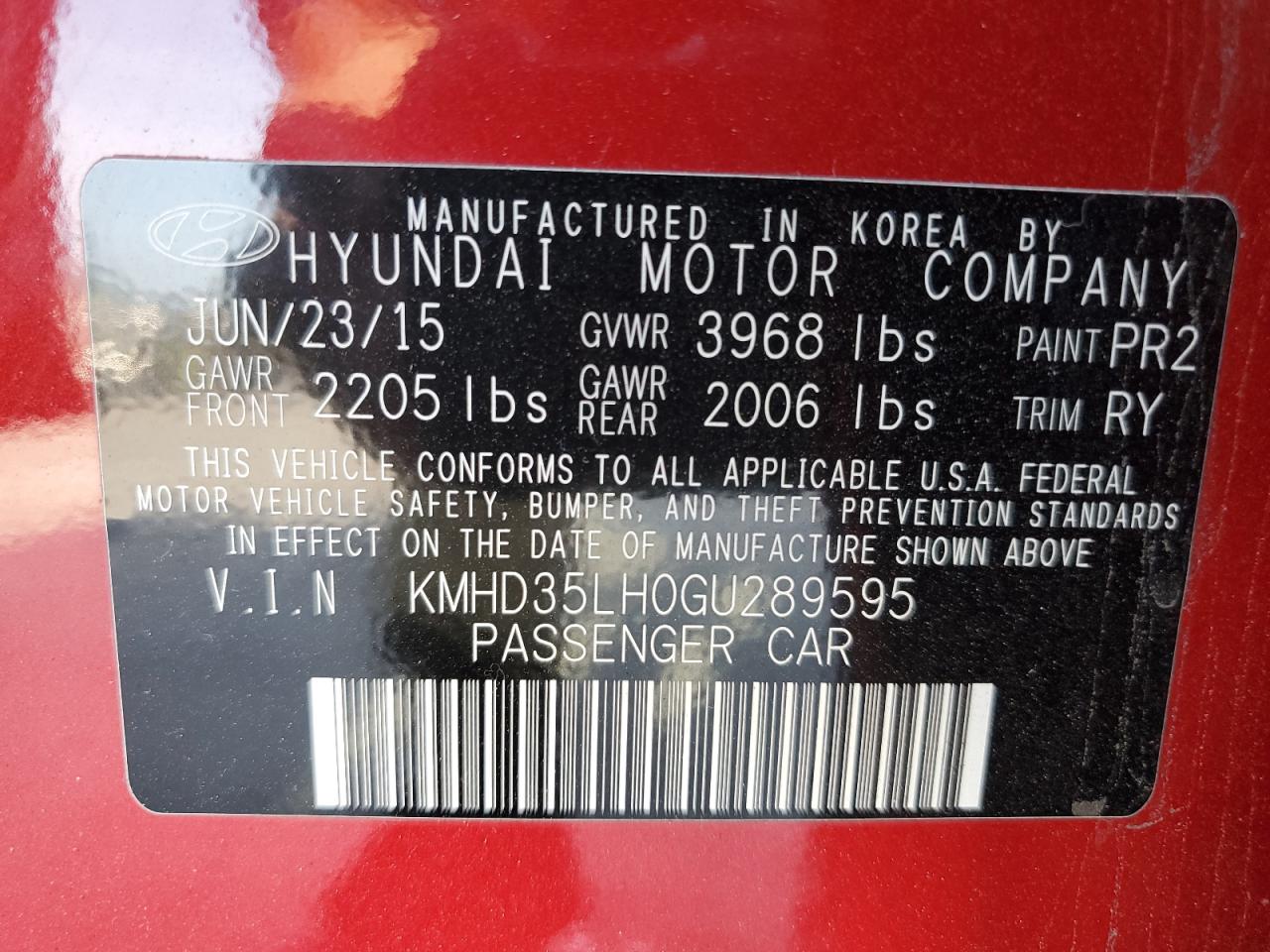 2016 Hyundai Elantra Gt VIN: KMHD35LH0GU289595 Lot: 61225374