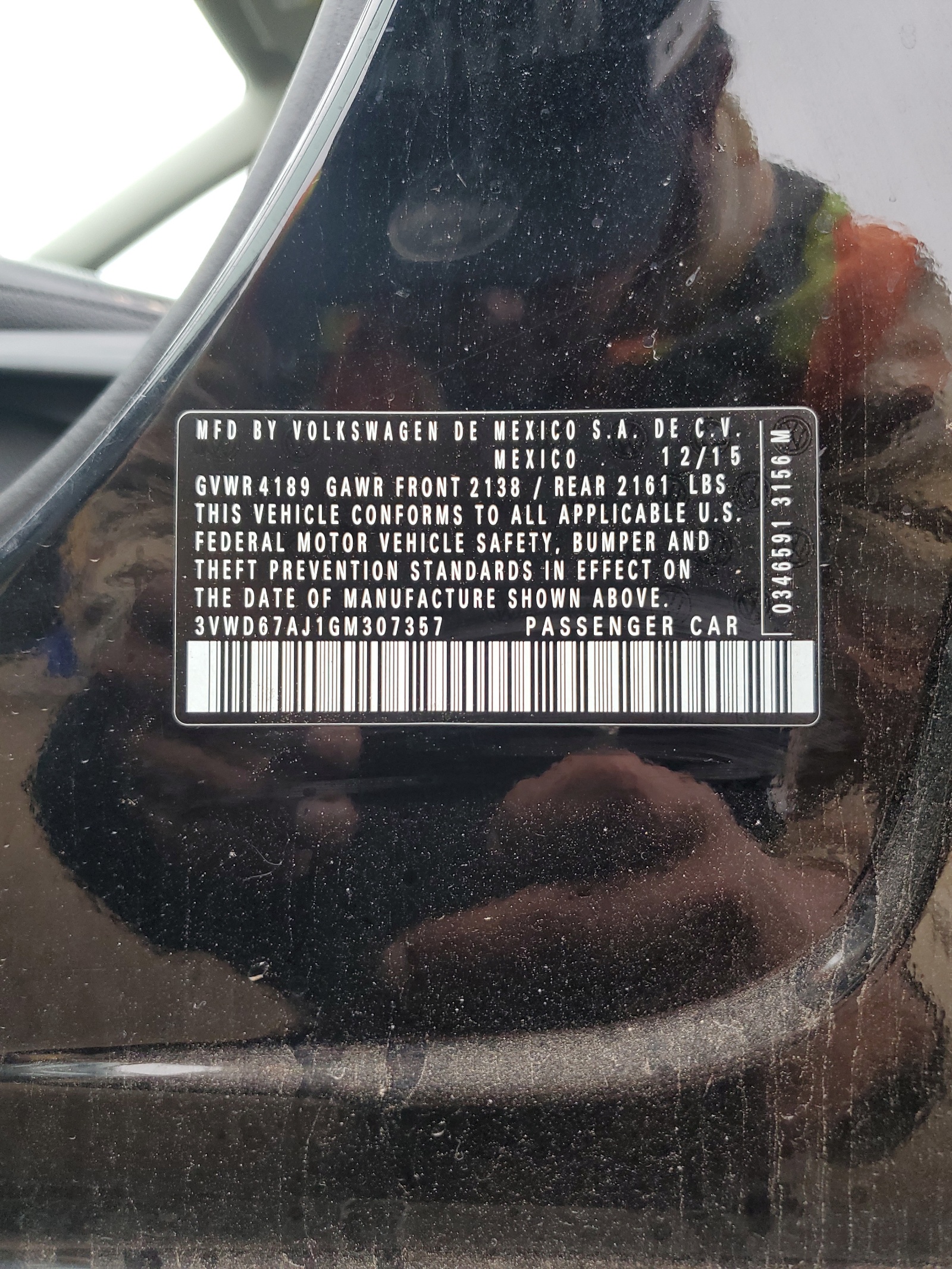 3VWD67AJ1GM307357 2016 Volkswagen Jetta Se