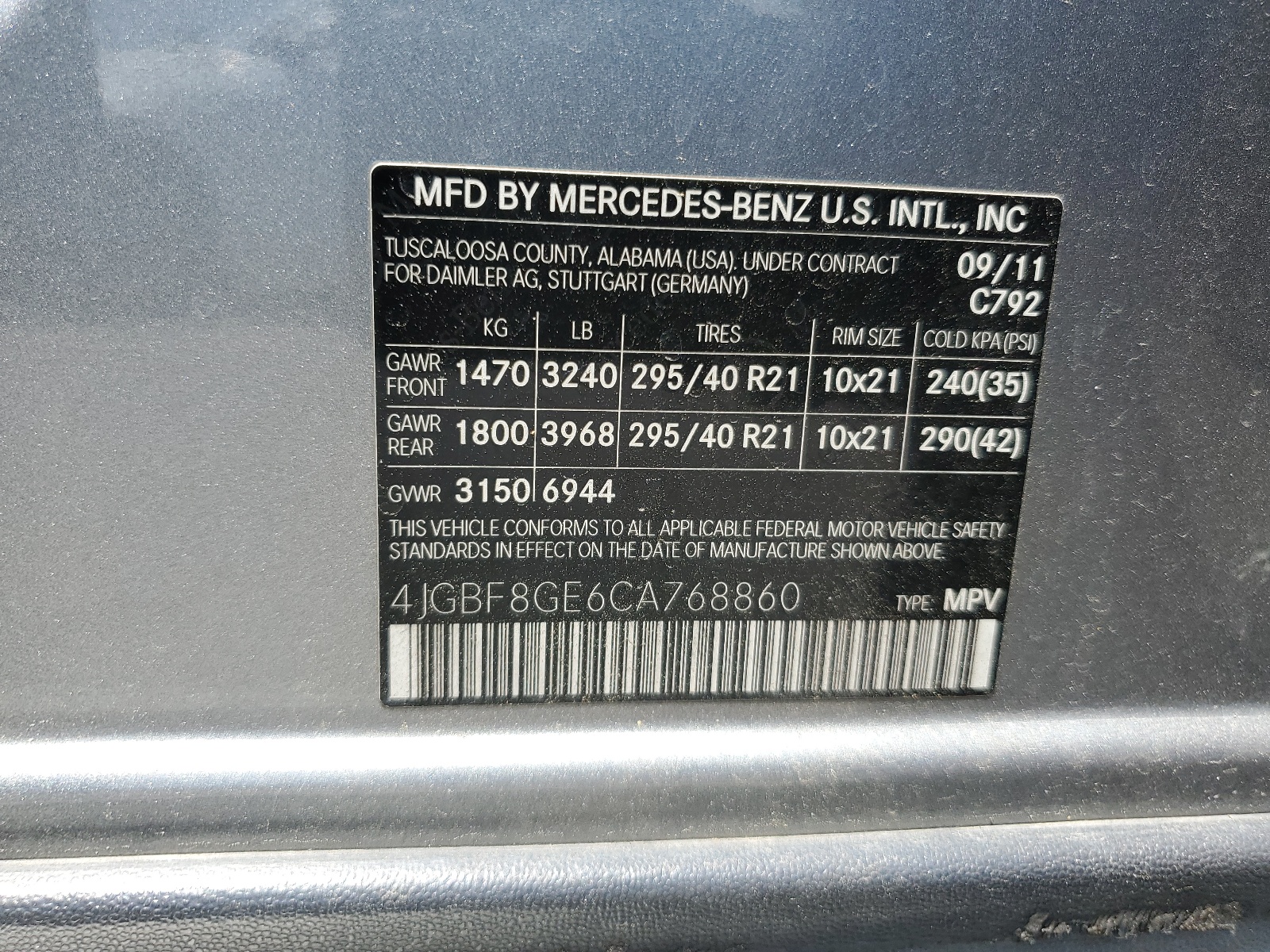 4JGBF8GE6CA768860 2012 Mercedes-Benz Gl 550 4Matic