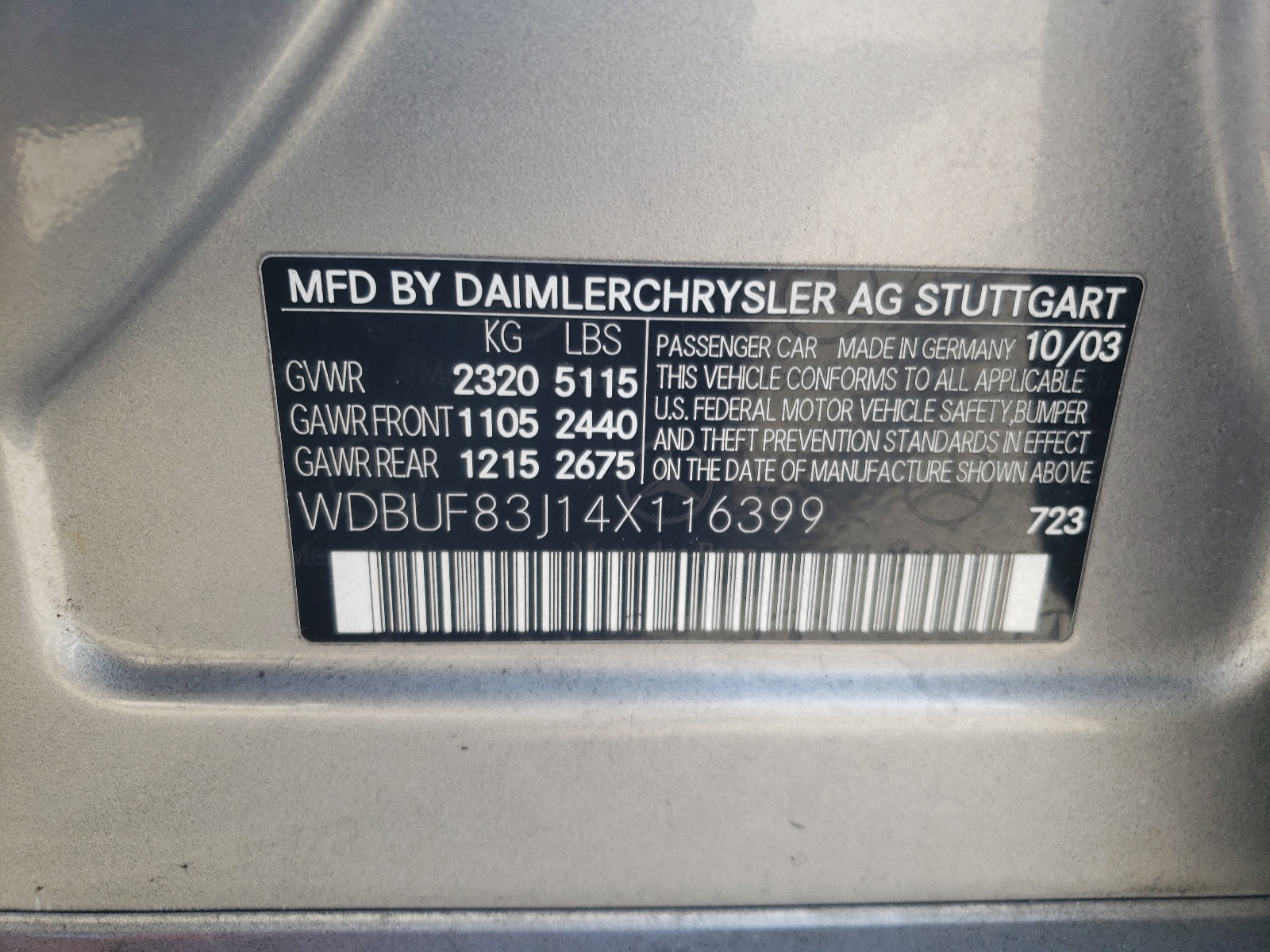 WDBUF83J14X116399 2004 Mercedes-Benz E 500 4Matic