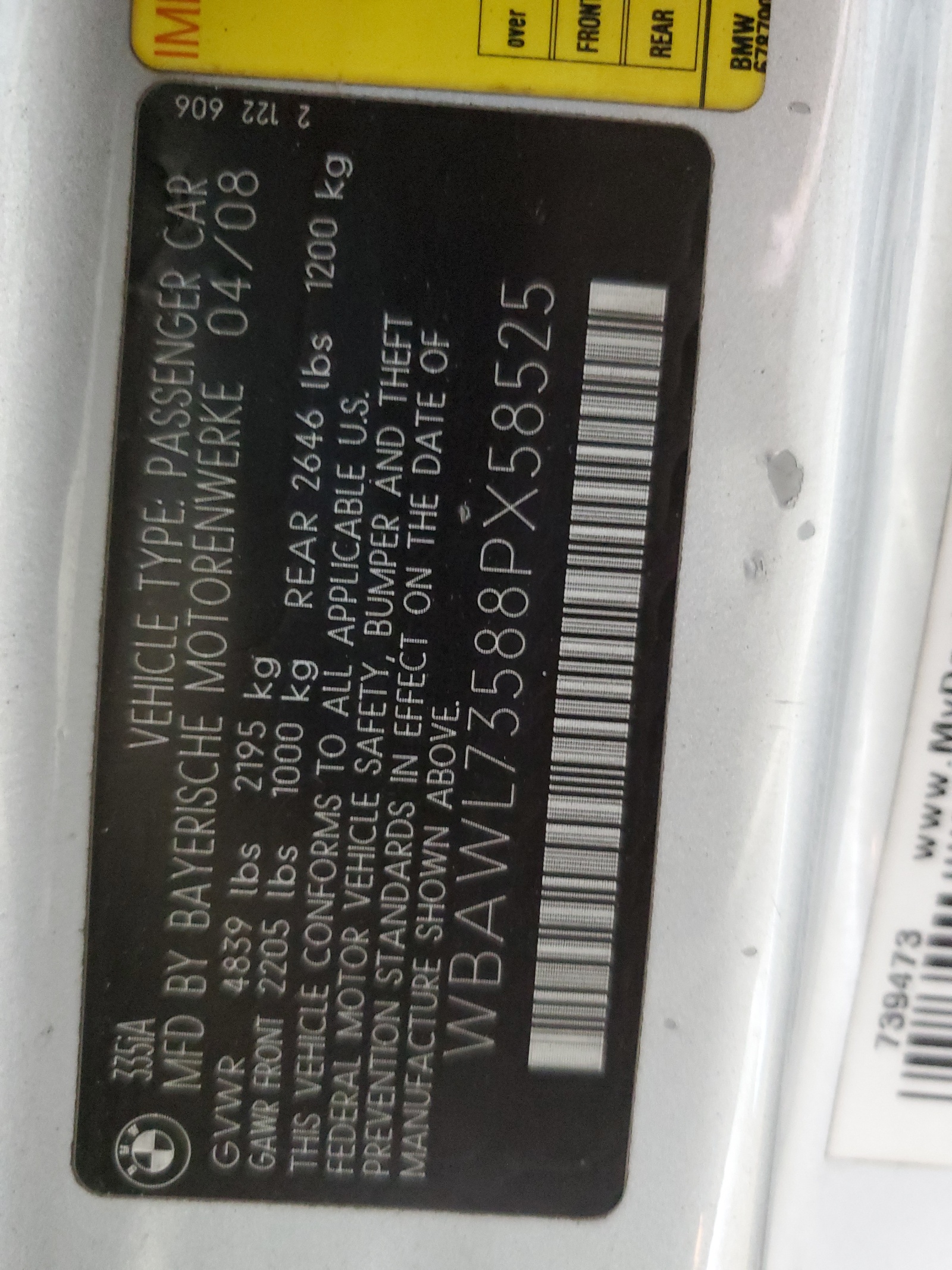 WBAWL73588PX58525 2008 BMW 335 I