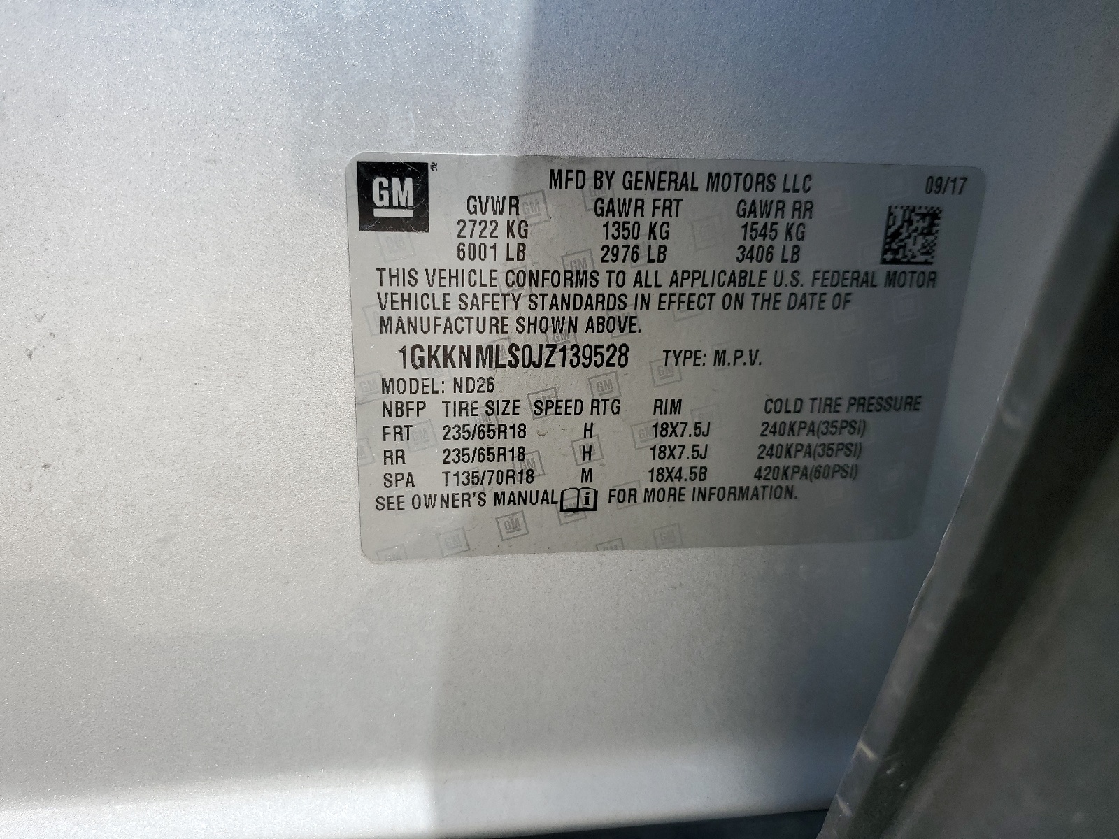 1GKKNMLS0JZ139528 2018 GMC Acadia Slt-1