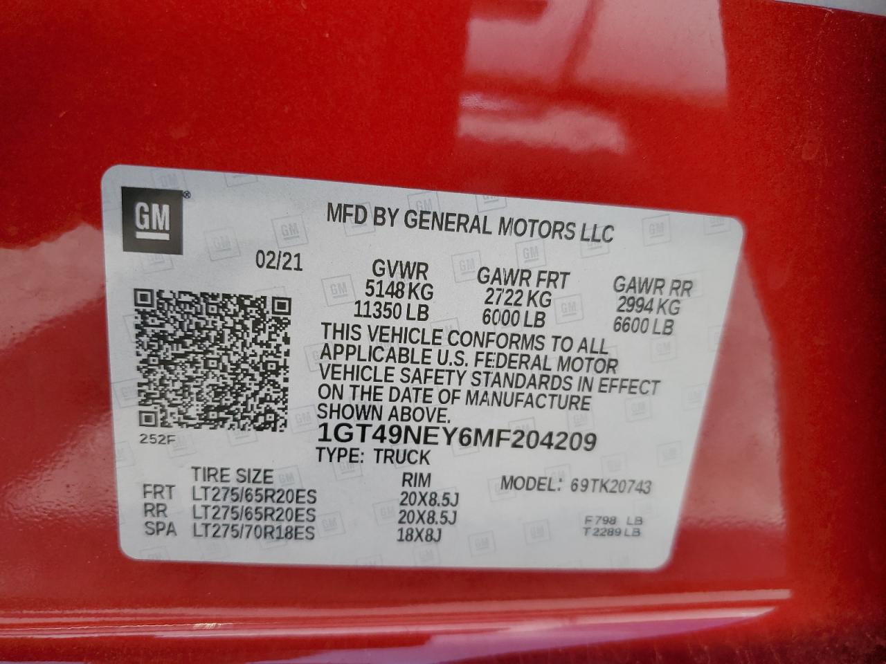 2021 GMC Sierra K2500 Slt VIN: 1GT49NEY6MF204209 Lot: 59044054