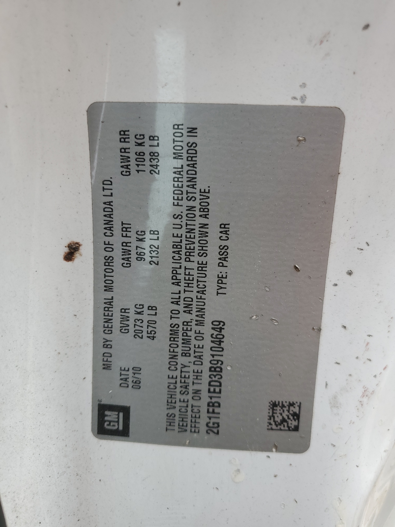 2G1FB1ED3B9104649 2011 Chevrolet Camaro Lt