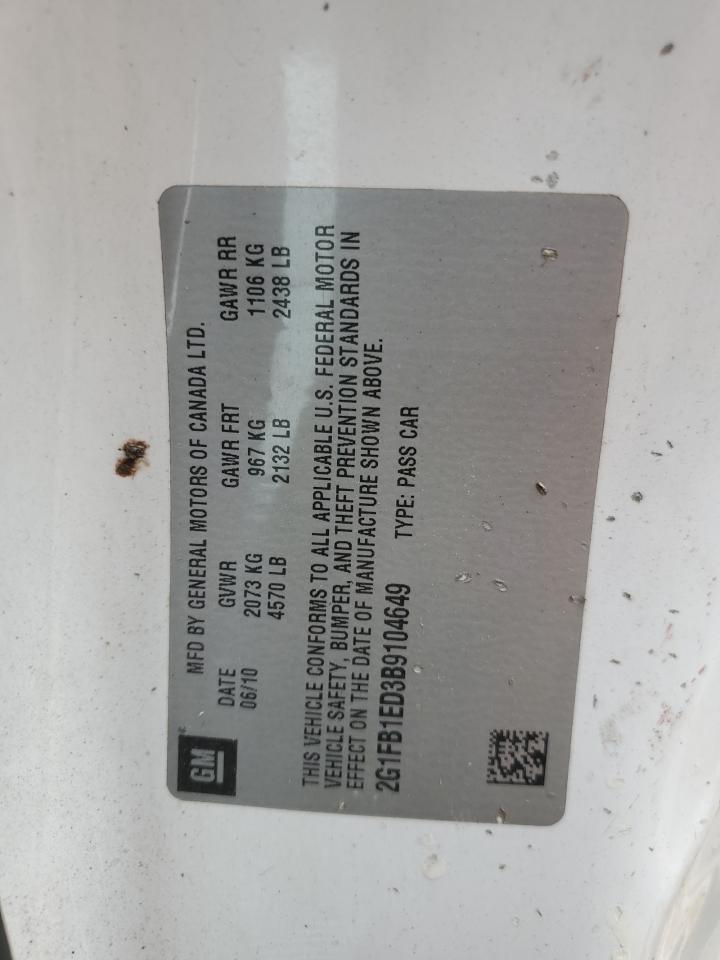 2011 Chevrolet Camaro Lt VIN: 2G1FB1ED3B9104649 Lot: 58281214