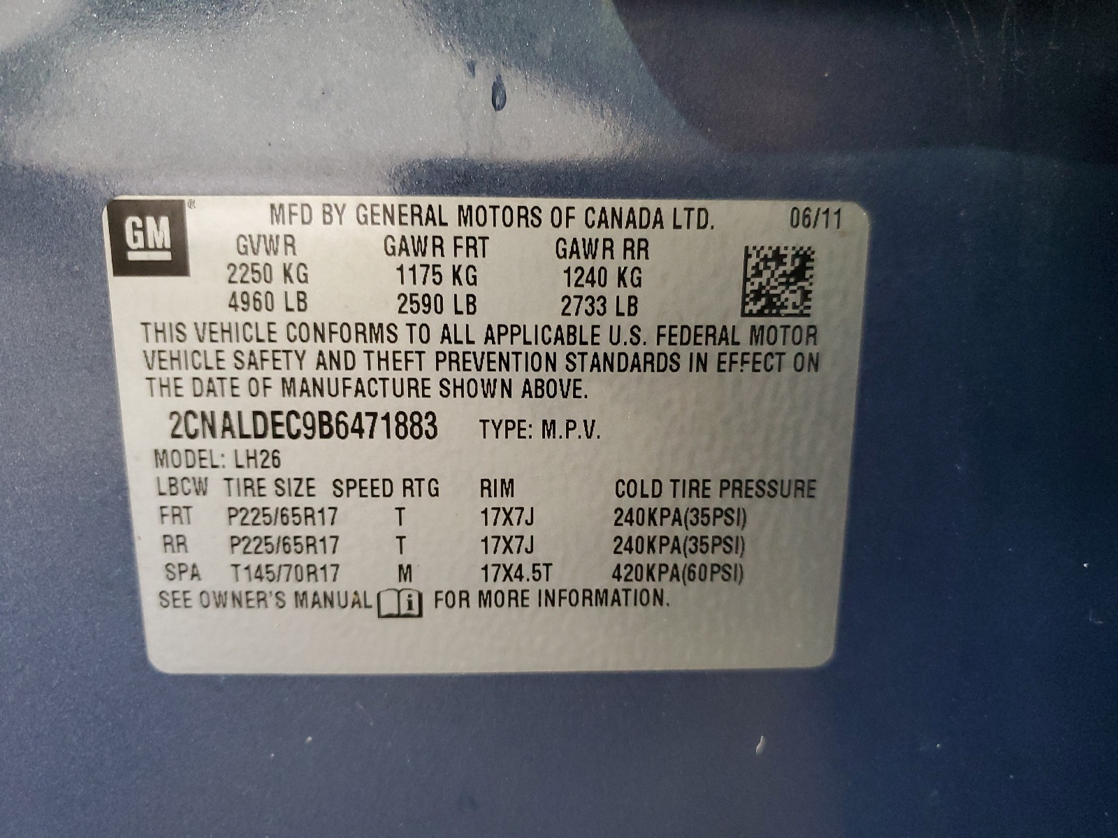 2CNALDEC9B6471883 2011 Chevrolet Equinox Lt