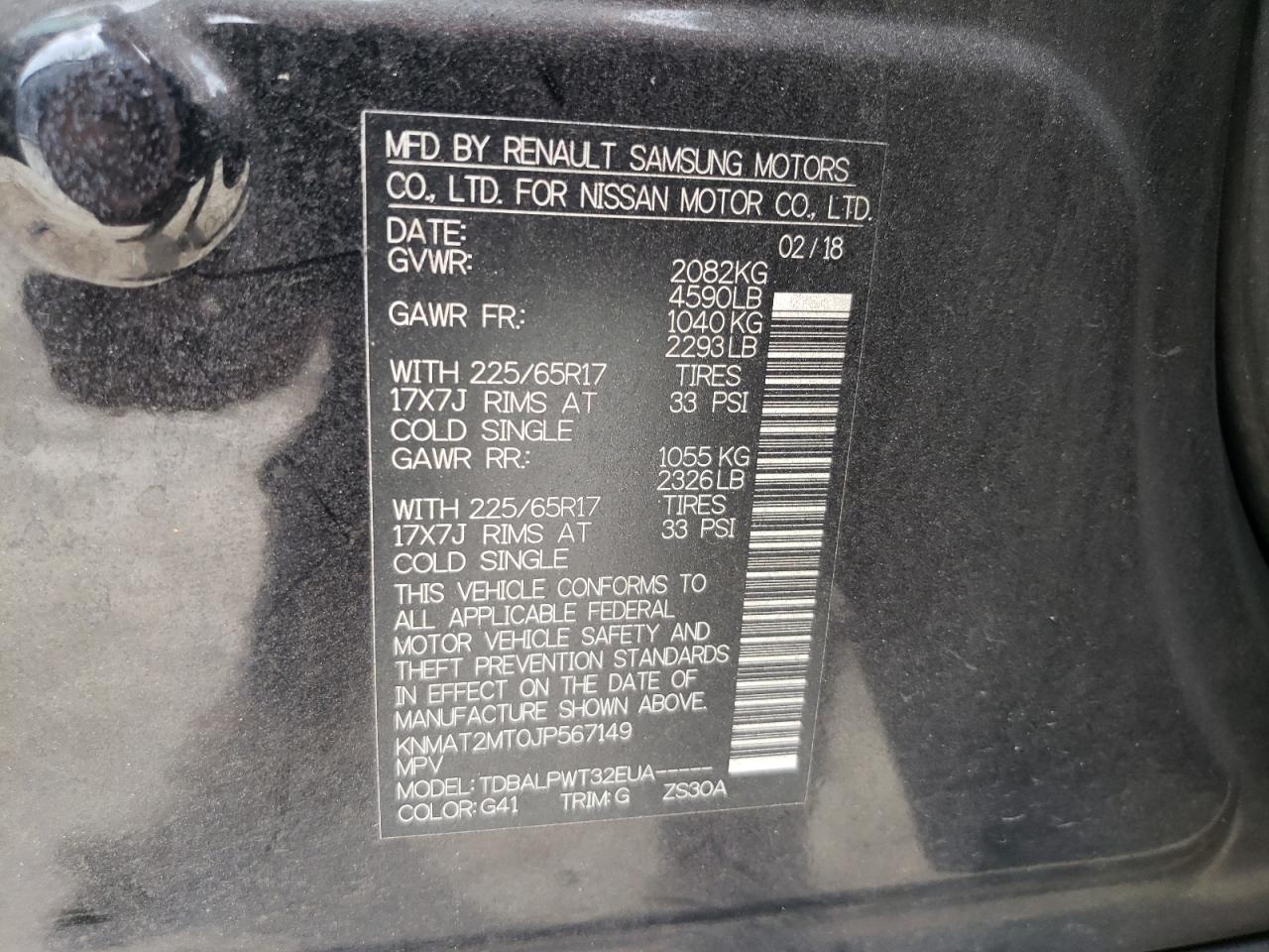 2018 Nissan Rogue S VIN: KNMAT2MT0JP567149 Lot: 59963494