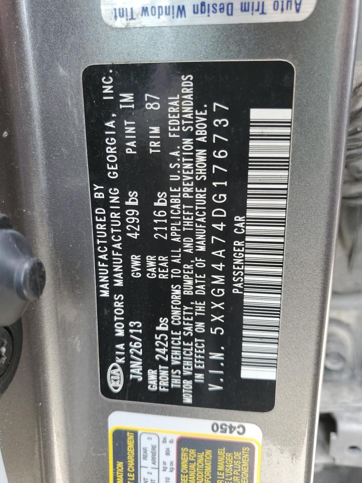 2013 Kia Optima Lx VIN: 5XXGM4A74DG176737 Lot: 59317274