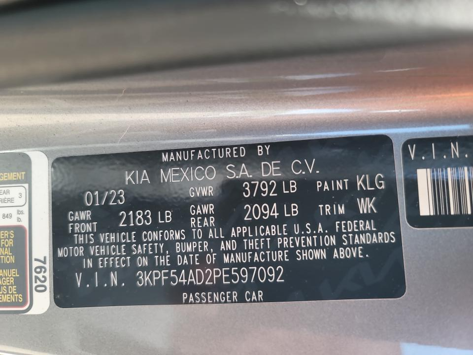 3KPF54AD2PE597092 2023 Kia Forte Gt Line