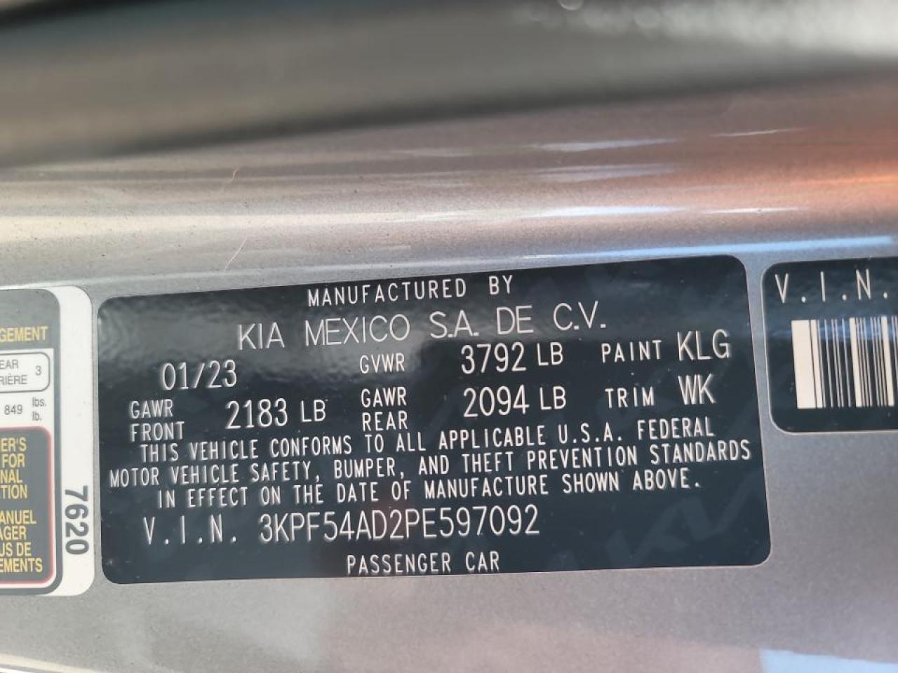 2023 Kia Forte Gt Line VIN: 3KPF54AD2PE597092 Lot: 54290944