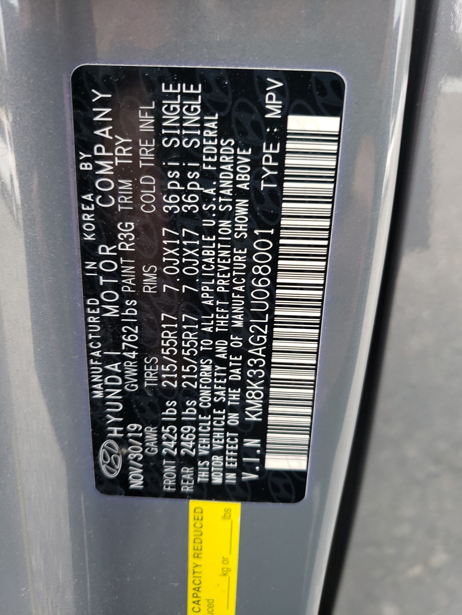 KM8K33AG2LU068001 2020 Hyundai Kona Limited