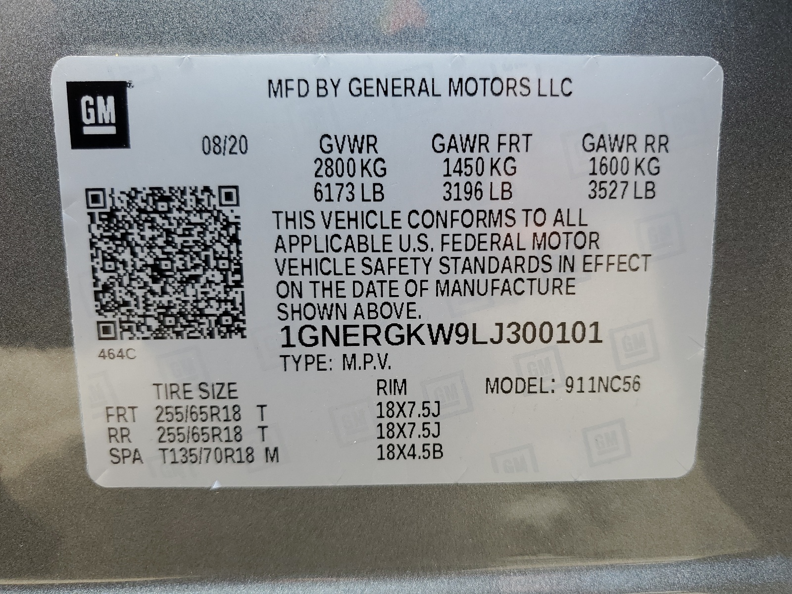 1GNERGKW9LJ300101 2020 Chevrolet Traverse Lt