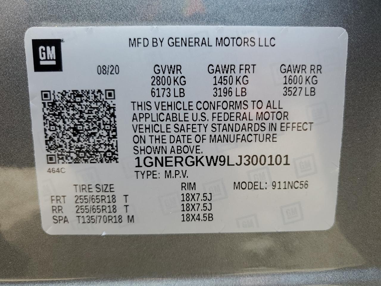 2020 Chevrolet Traverse Lt VIN: 1GNERGKW9LJ300101 Lot: 60666004