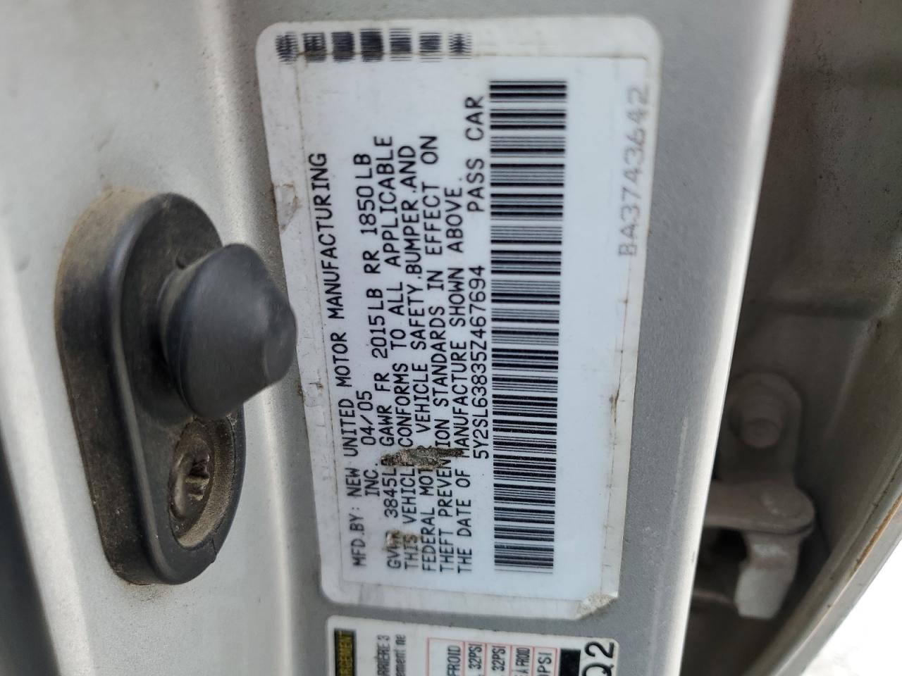 5Y2SL63835Z467694 2005 Pontiac Vibe