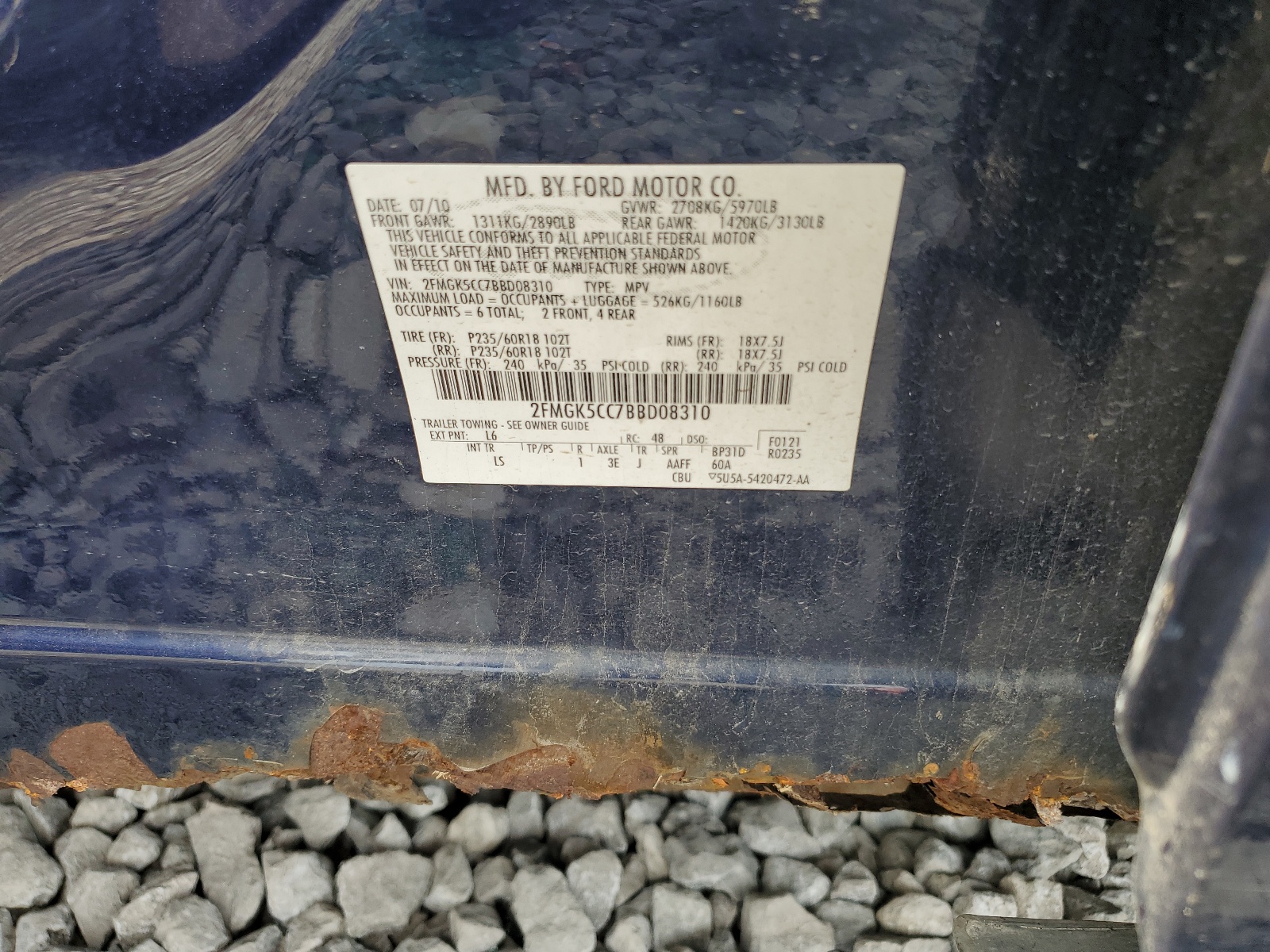 2FMGK5CC7BBD08310 2011 Ford Flex Sel