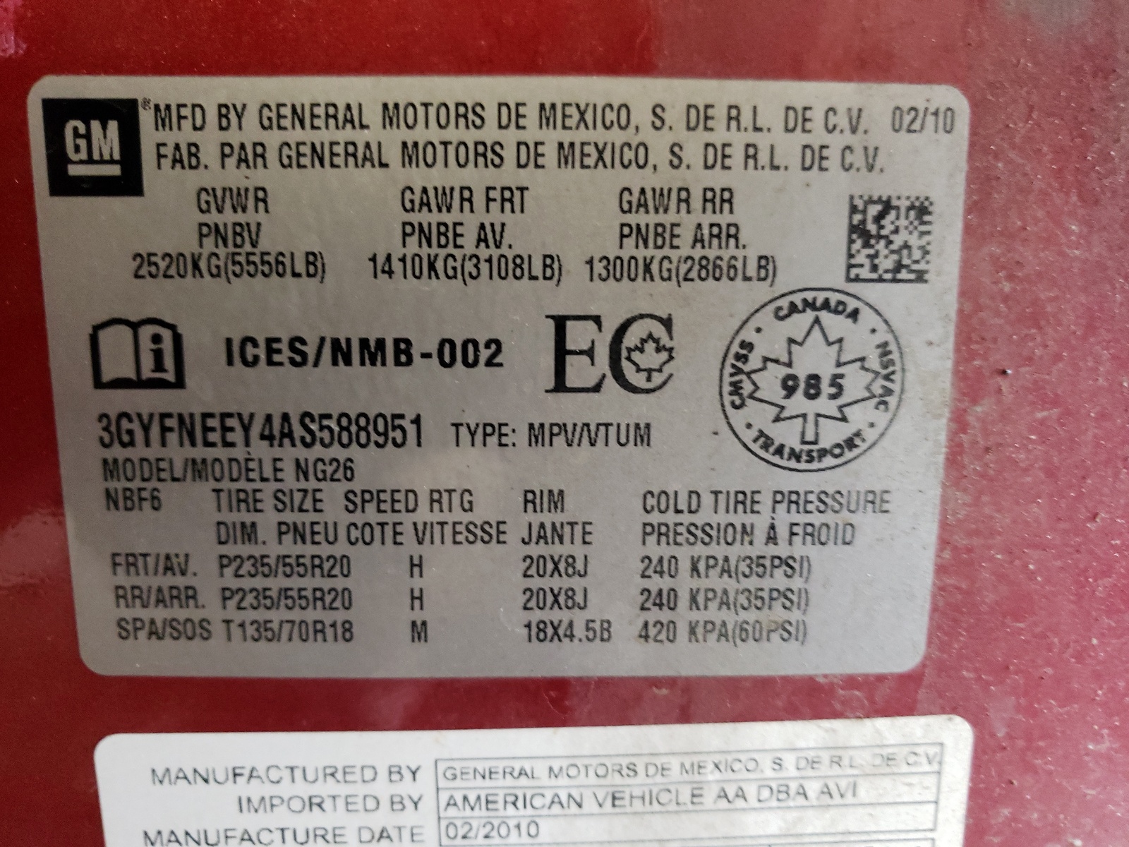 3GYFNEEY4AS588951 2010 Cadillac Srx Performance Collection