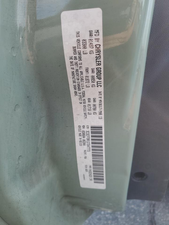 2013 Fiat 500 Sport VIN: 3C3CFFBR1DT647773 Lot: 59858654