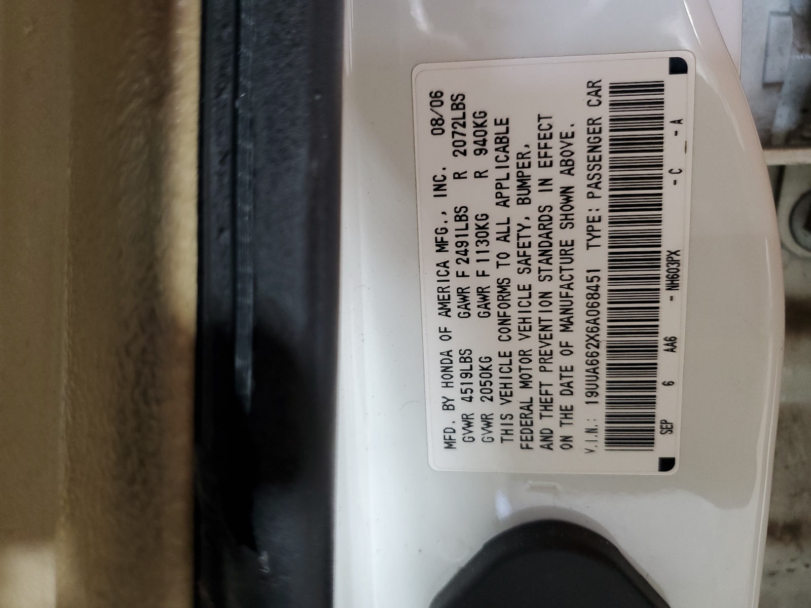 19UUA662X6A068451 2006 Acura 3.2Tl