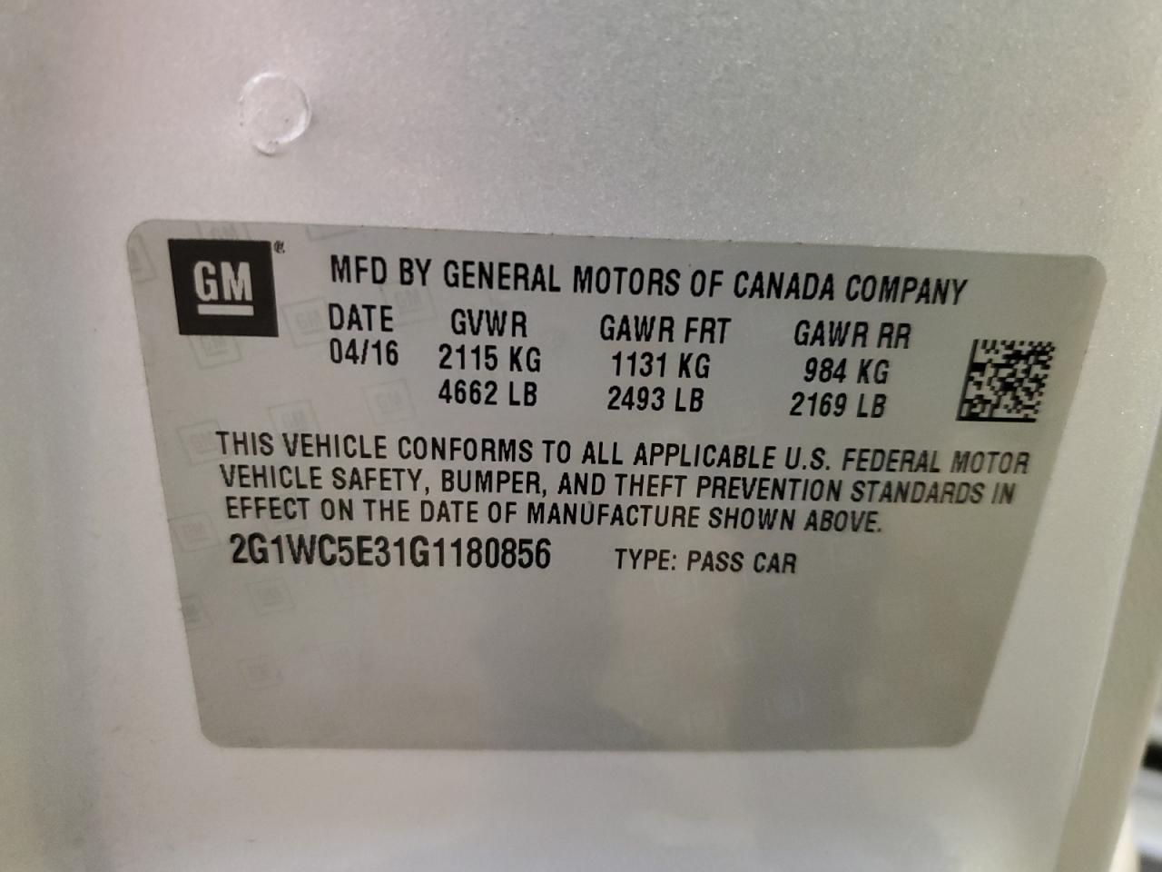 2G1WC5E31G1180856 2016 Chevrolet Impala Limited Ltz