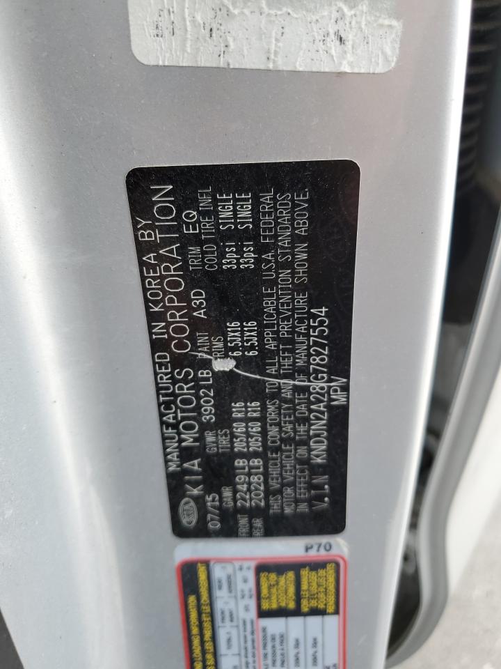 2016 Kia Soul VIN: KNDJN2A28G7827554 Lot: 55884824