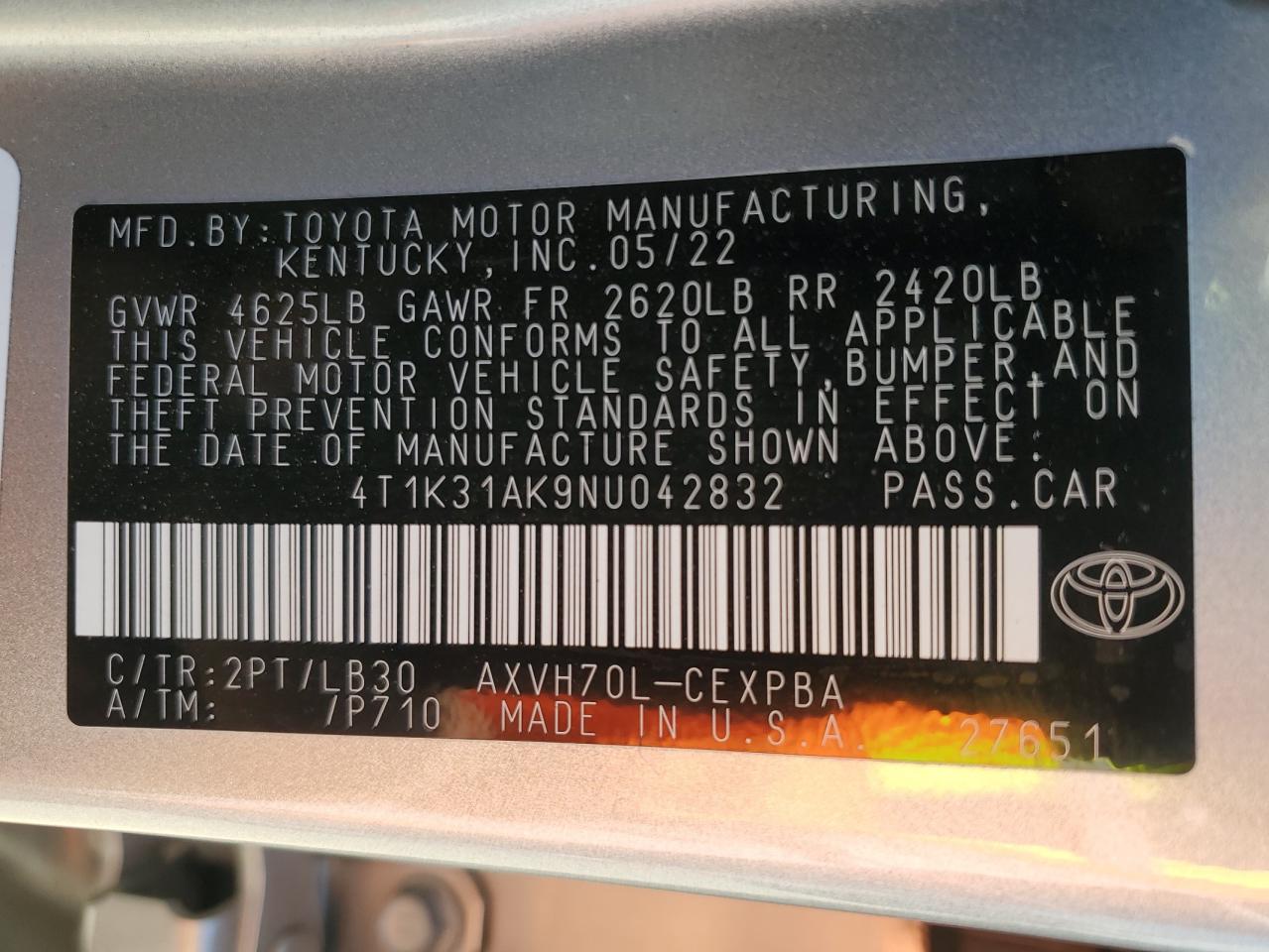 4T1K31AK9NU042832 2022 TOYOTA CAMRY - Image 14