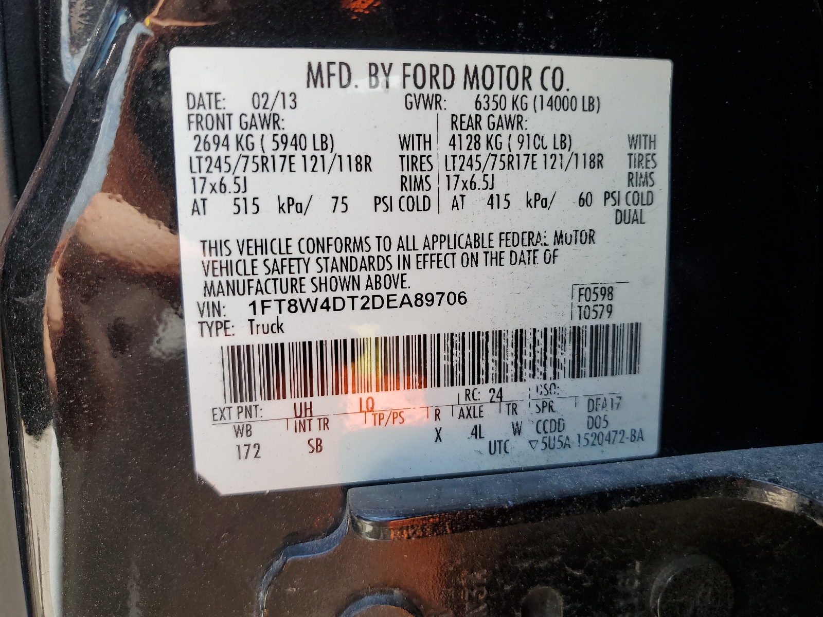 1FT8W4DT2DEA89706 2013 Ford F450 Super Duty