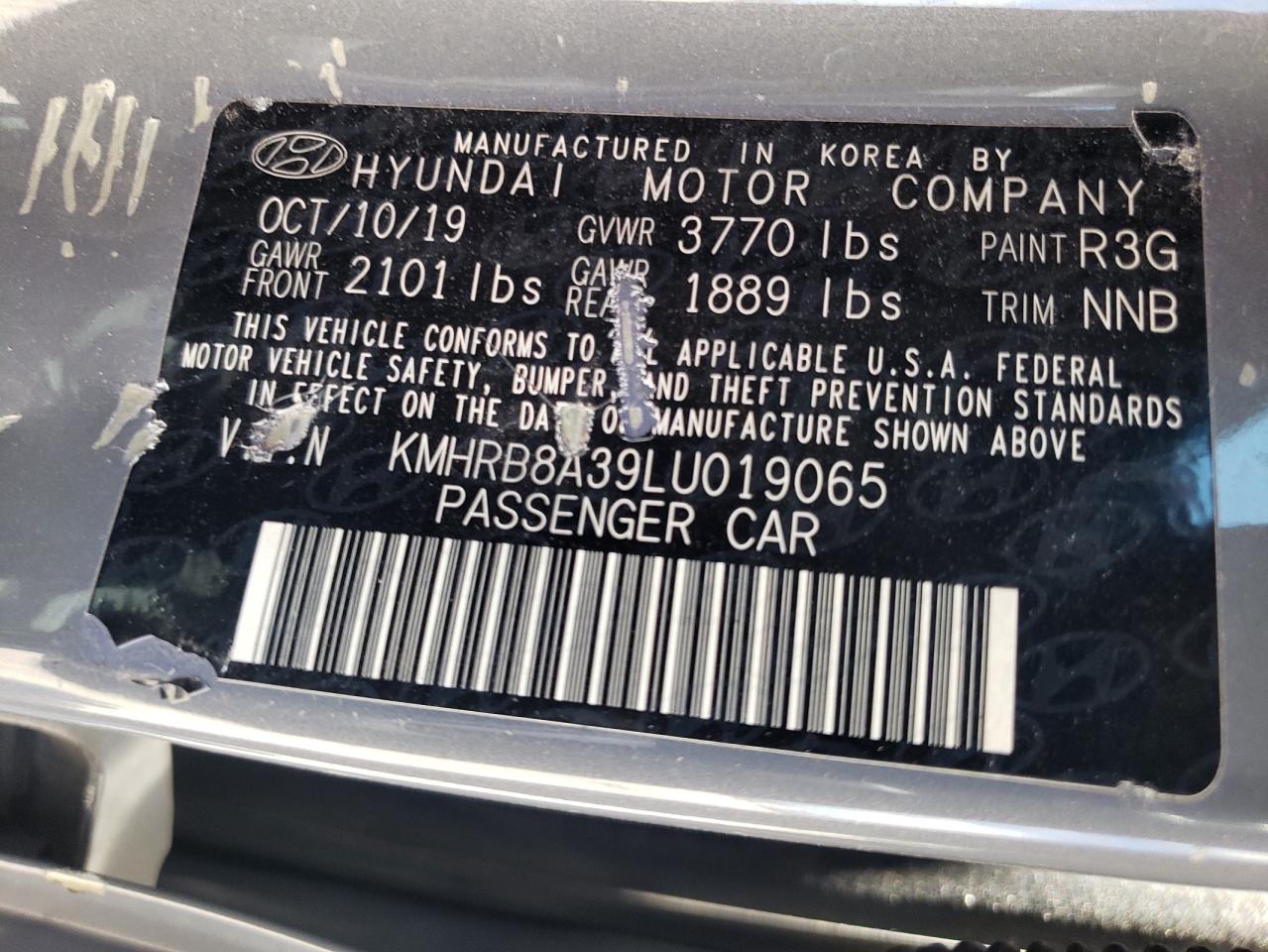 KMHRB8A39LU019065 2020 Hyundai Venue Se