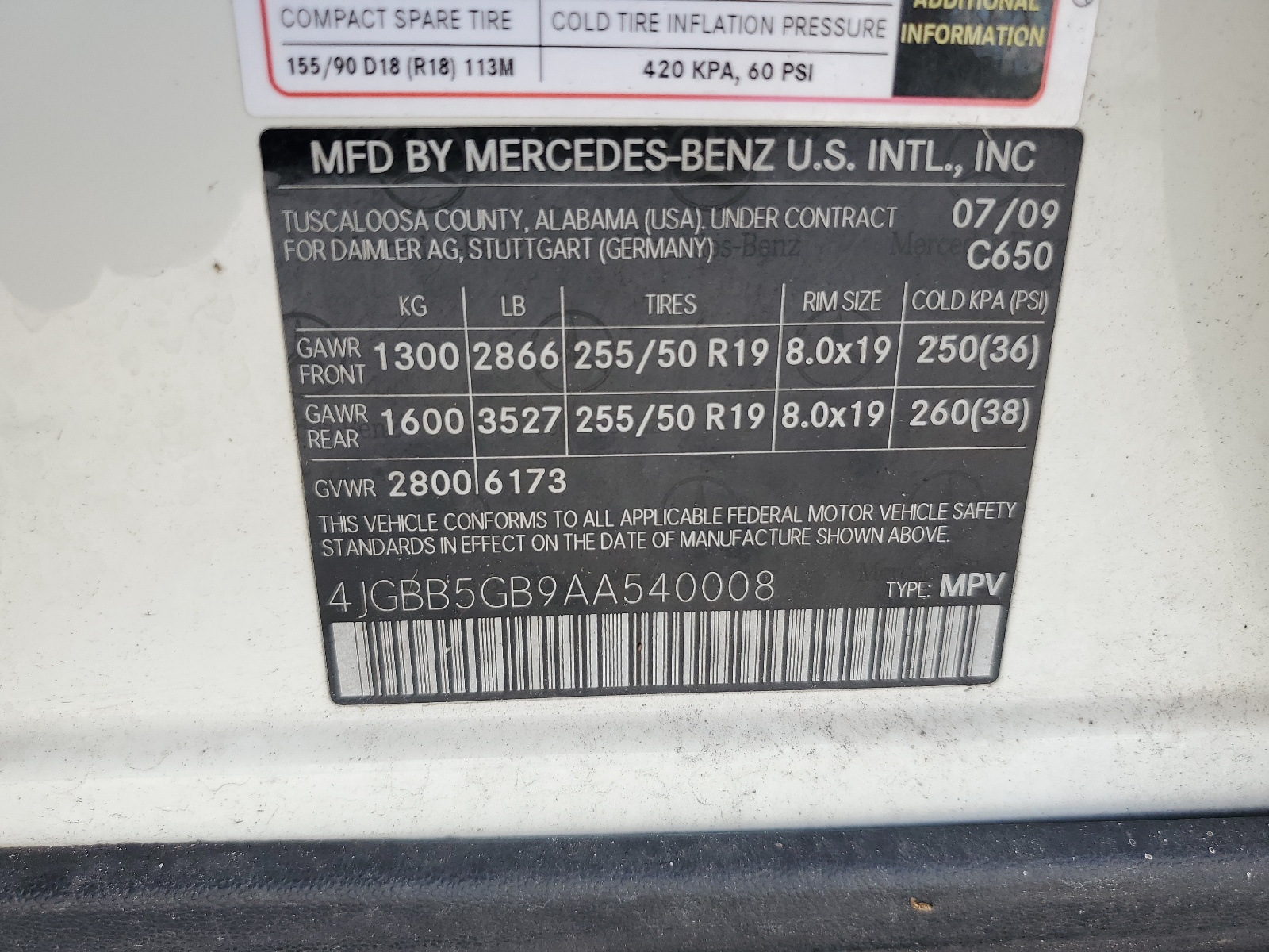 4JGBB5GB9AA540008 2010 Mercedes-Benz Ml 350