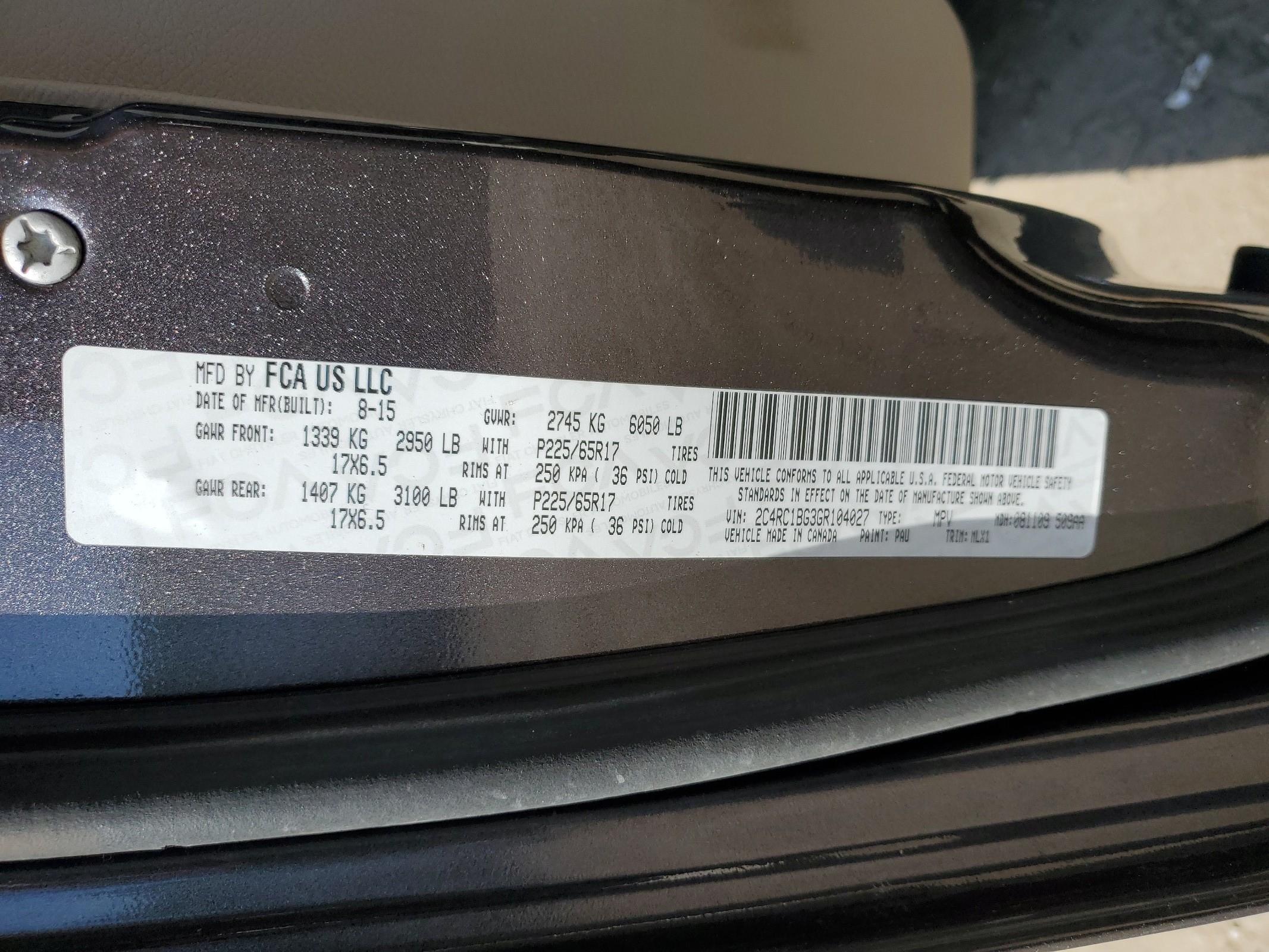 2C4RC1BG3GR104027 2016 Chrysler Town & Country Touring