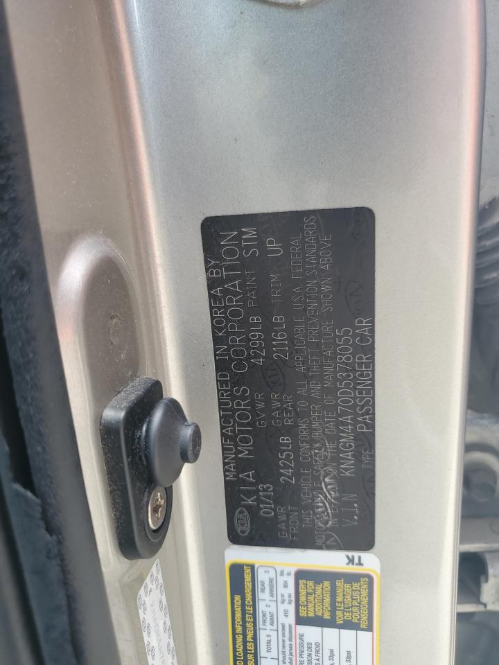 2013 Kia Optima Lx VIN: KNAGM4A70D5378055 Lot: 59858694