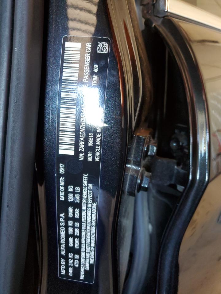 2017 Alfa Romeo Giulia Q4 VIN: ZARFAEDN7H7553442 Lot: 58320294