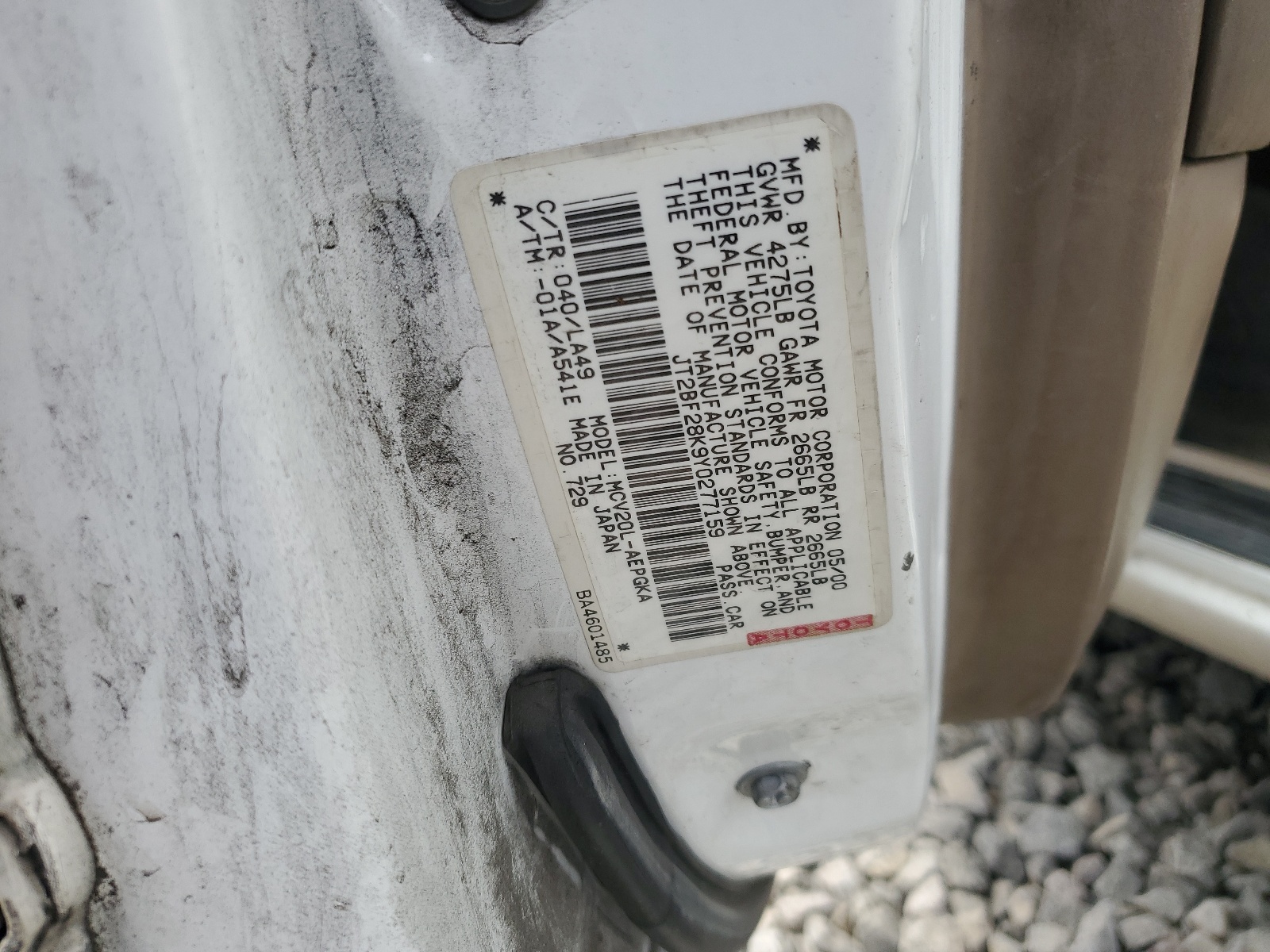 JT2BF28K9Y0277159 2000 Toyota Camry Le