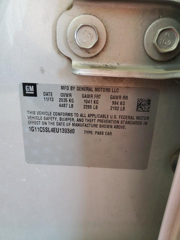 2014 Chevrolet Malibu 1Lt VIN: 1G11C5SL4EU139380 Lot: 58851214