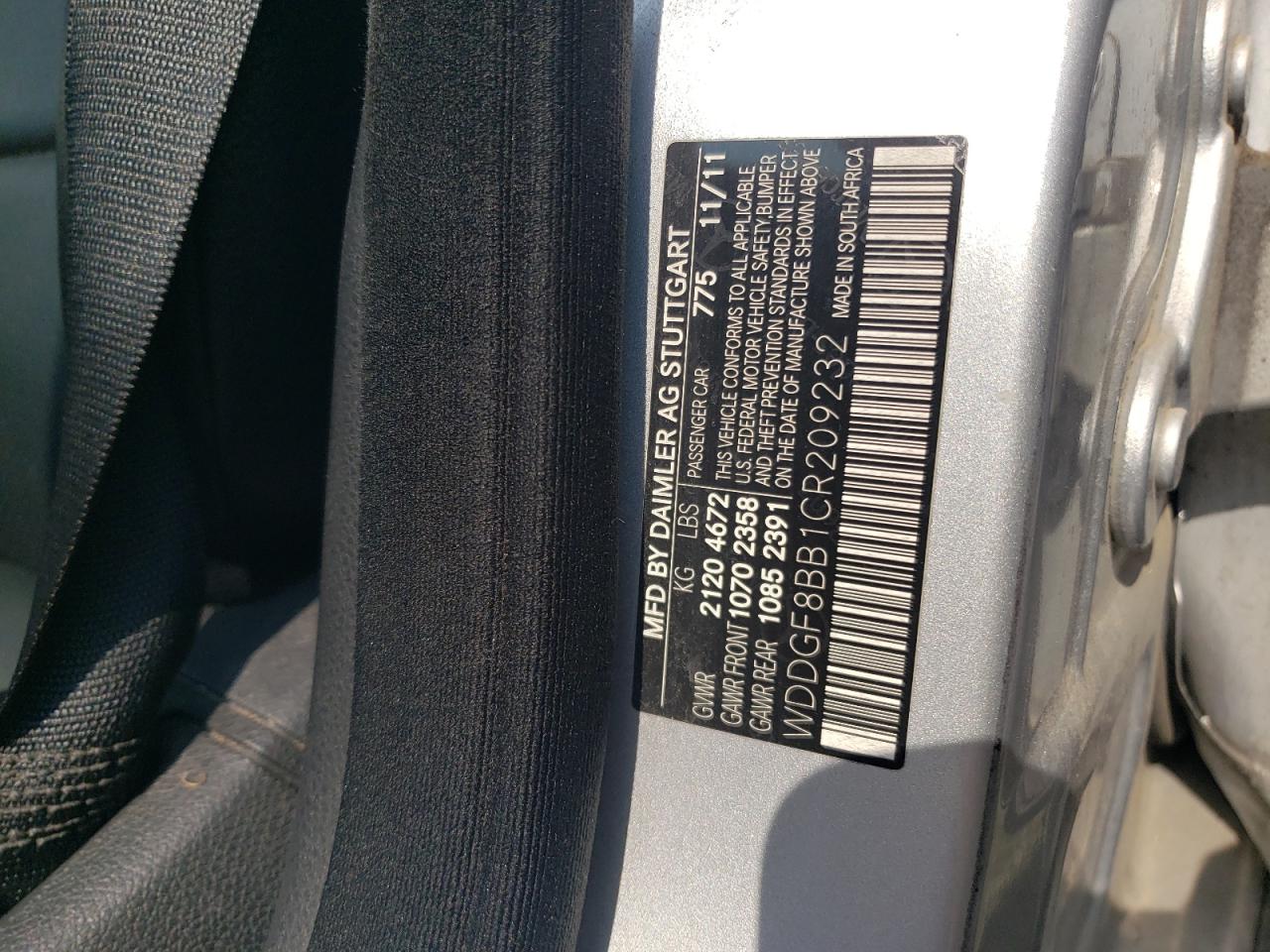 2012 Mercedes-Benz C 300 4Matic VIN: WDDGF8BB1CR209232 Lot: 58744824