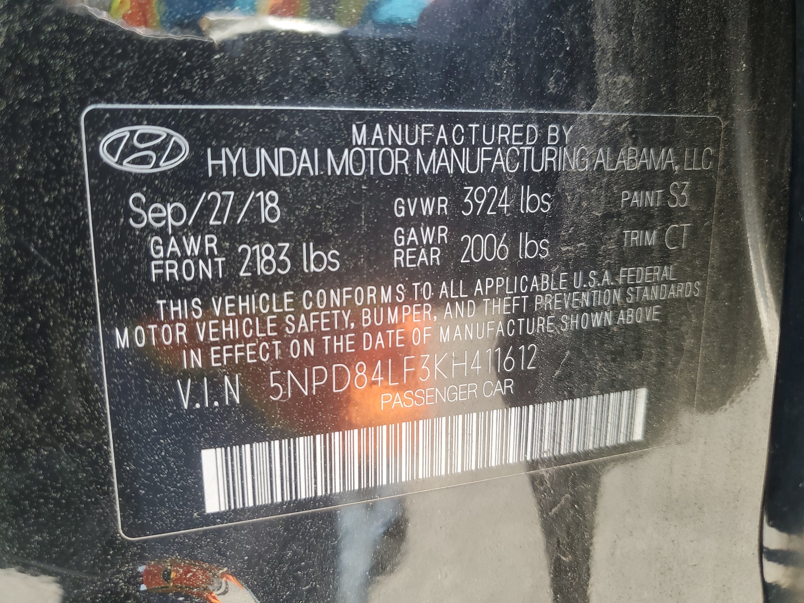 5NPD84LF3KH411612 2019 Hyundai Elantra Sel