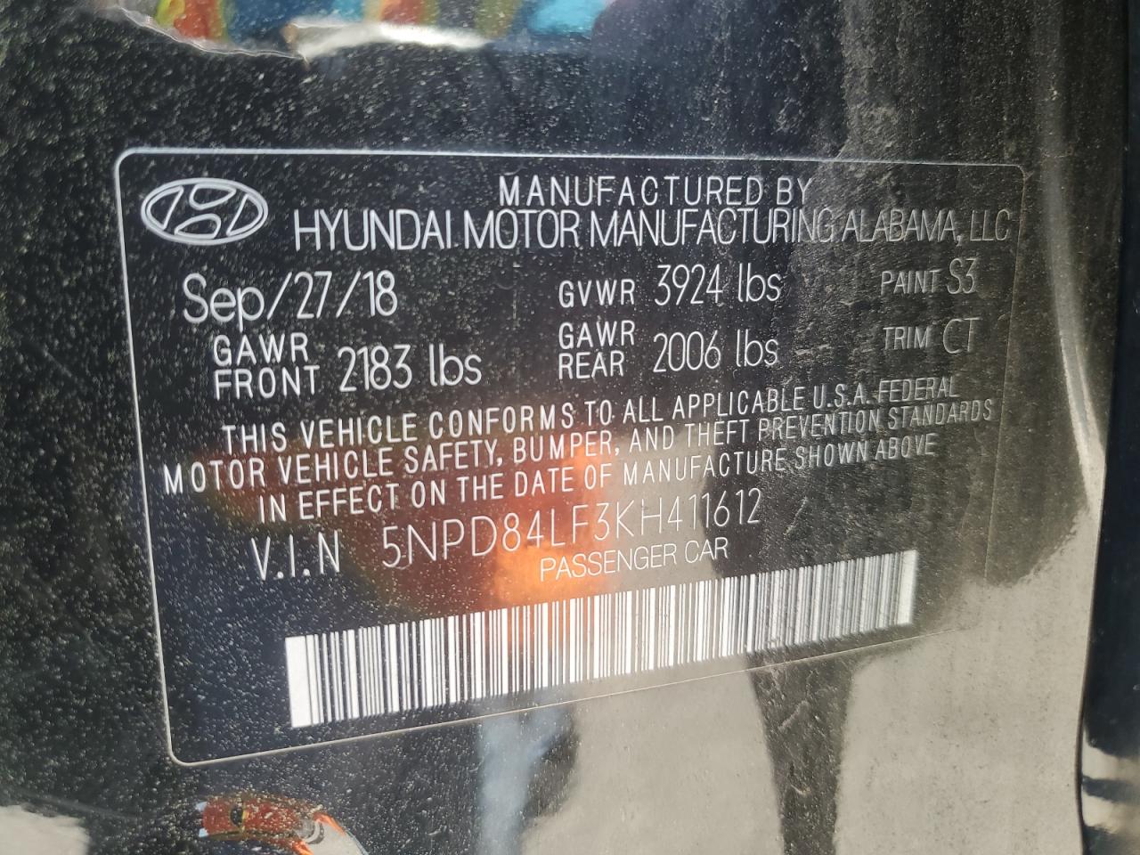 2019 Hyundai Elantra Sel VIN: 5NPD84LF3KH411612 Lot: 56702804