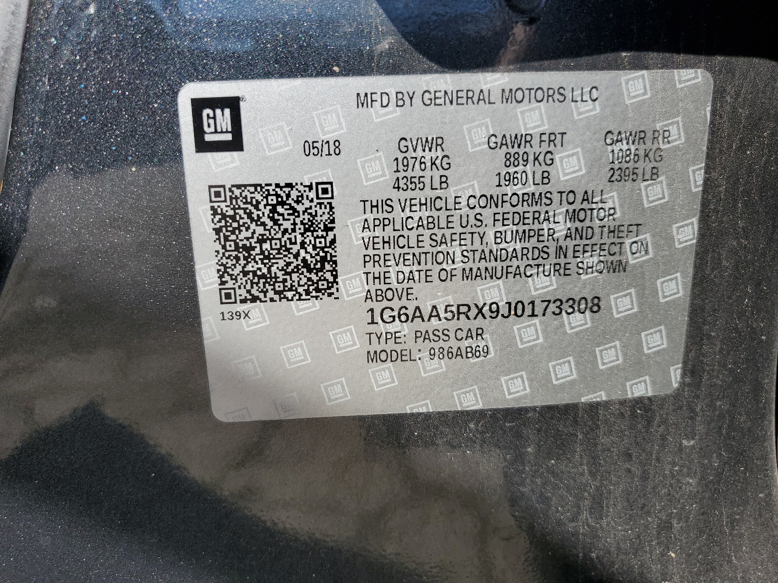 1G6AA5RX9J0173308 2018 Cadillac Ats