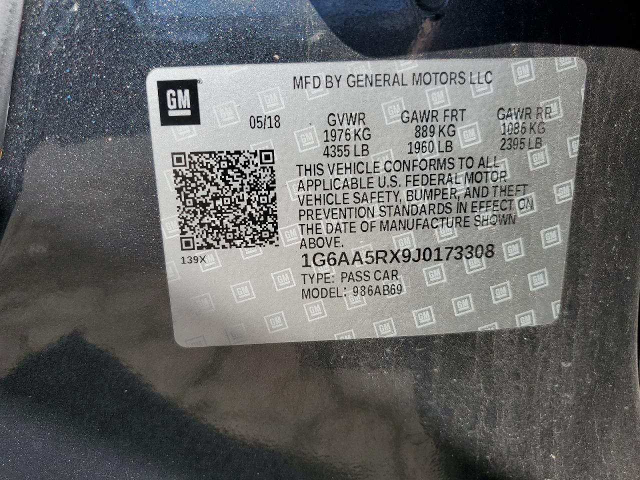 2018 Cadillac Ats VIN: 1G6AA5RX9J0173308 Lot: 58928284