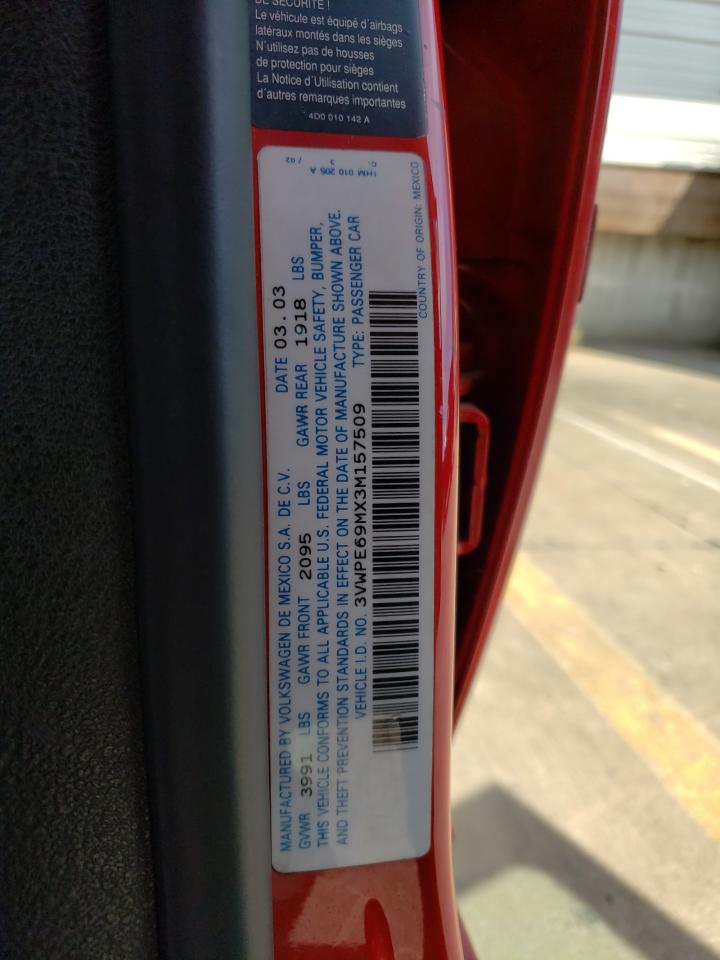 2003 Volkswagen Jetta Wolfsburg VIN: 3VWPE69MX3M157509 Lot: 58463734