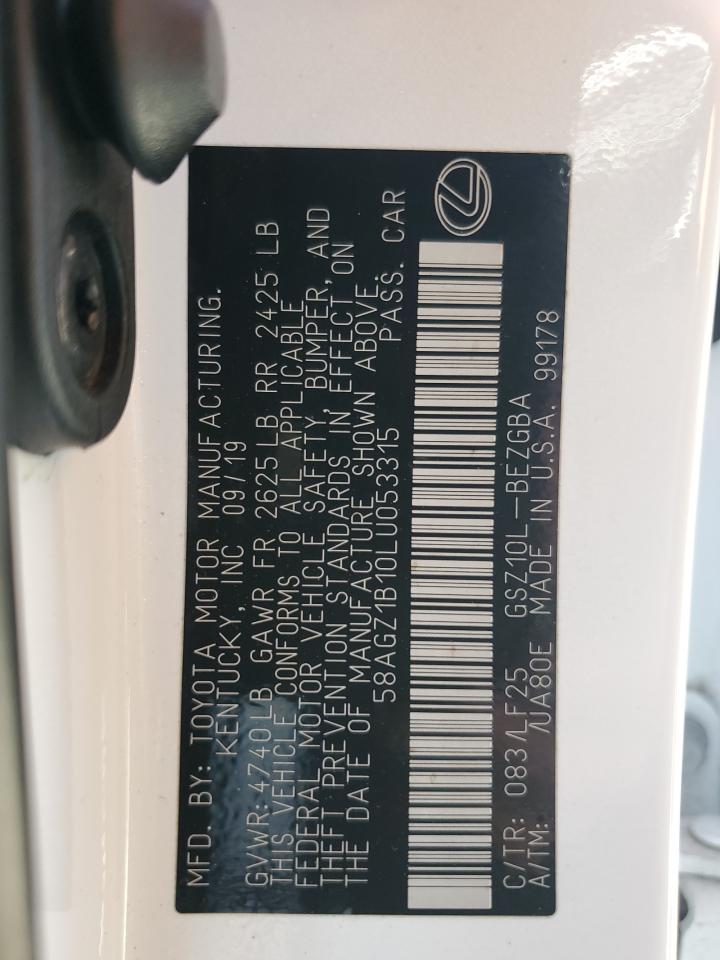 2020 Lexus Es 350 F-Sport VIN: 58AGZ1B10LU053315 Lot: 58891424