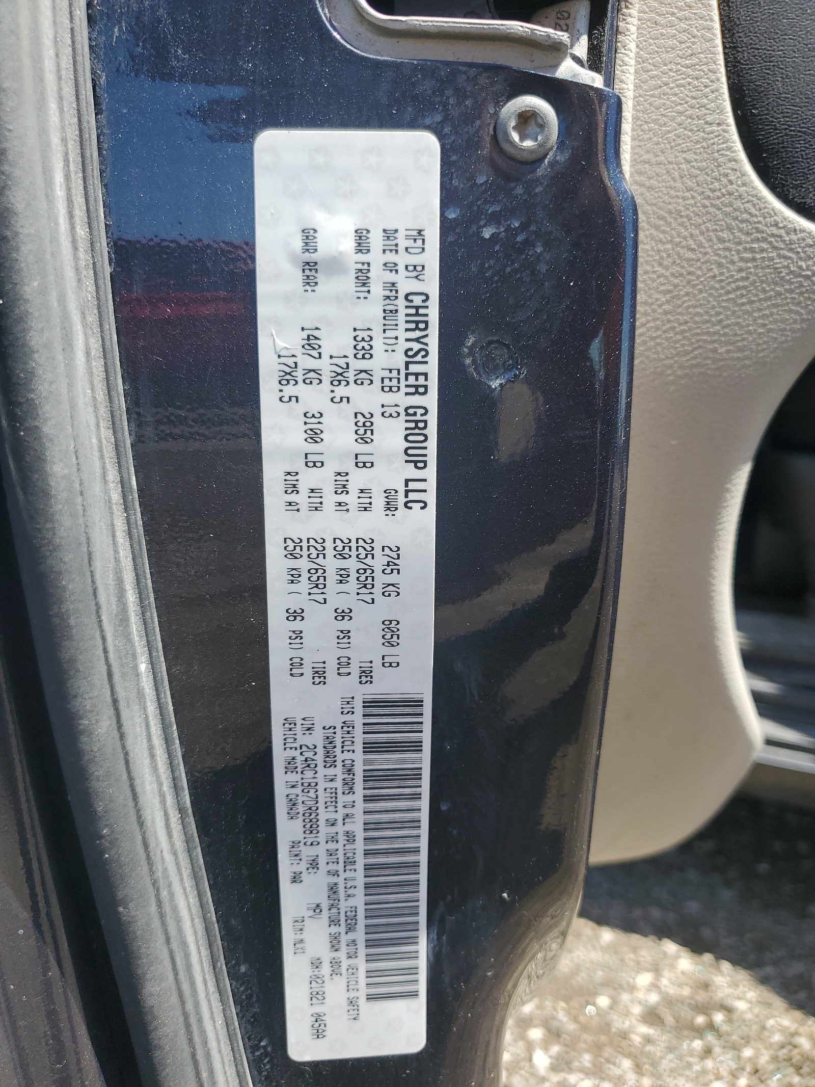 2C4RC1BG7DR689819 2013 Chrysler Town & Country Touring