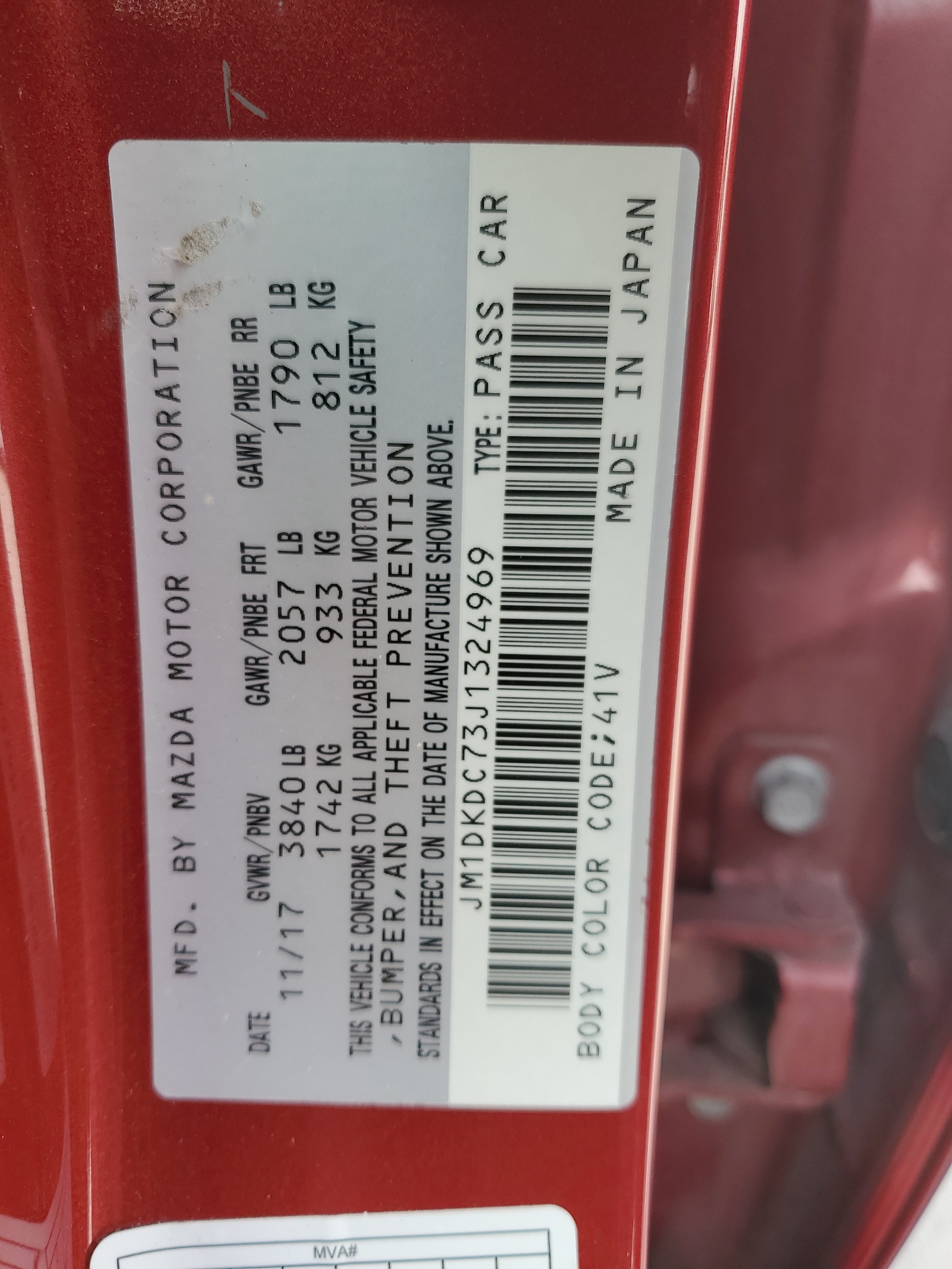 JM1DKDC73J1324969 2018 Mazda Cx-3 Touring