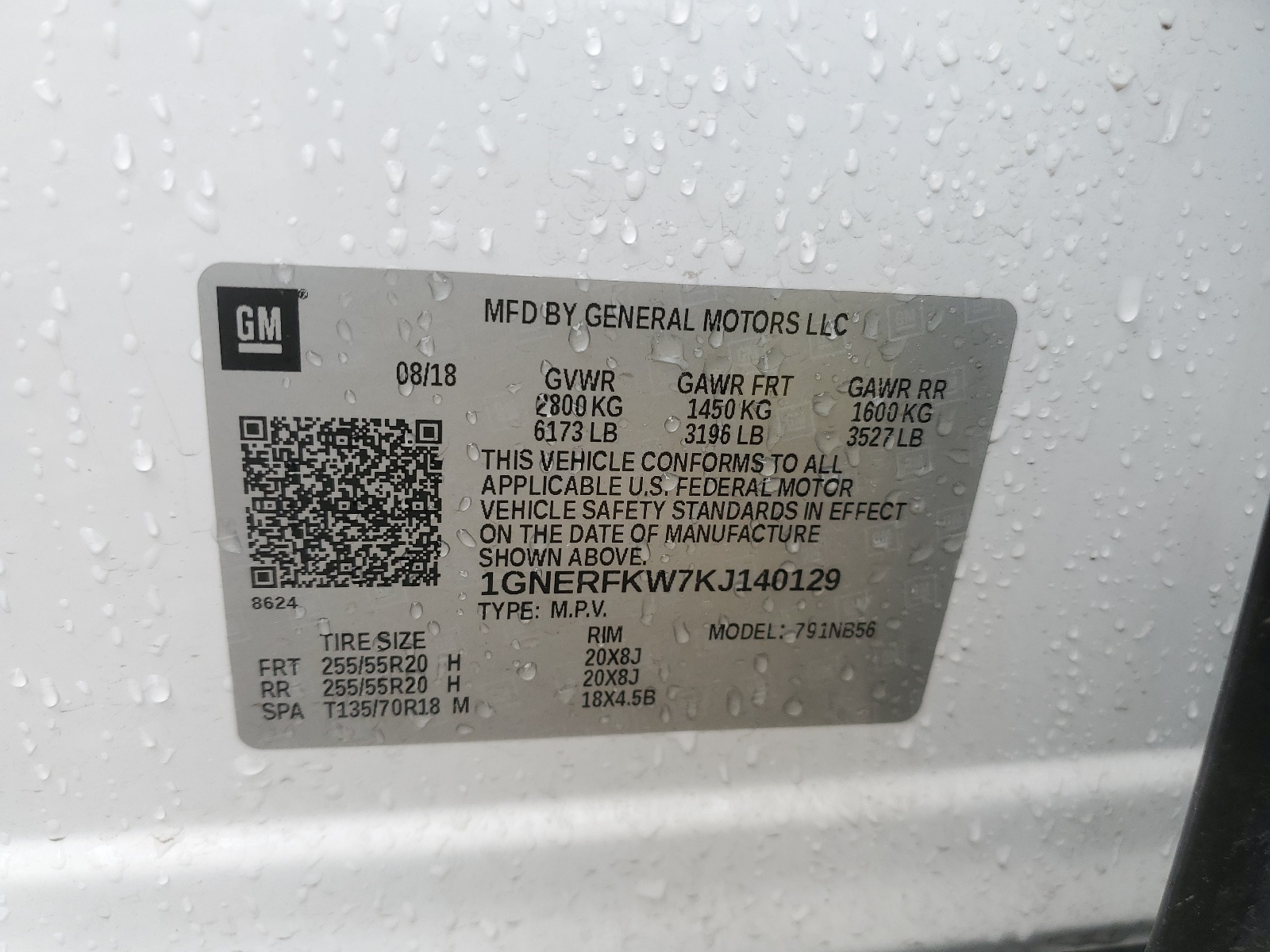 1GNERFKW7KJ140129 2019 Chevrolet Traverse Ls