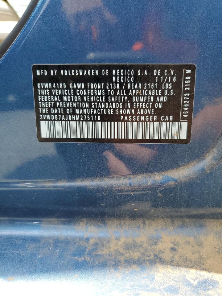 2017 Volkswagen Jetta Se VIN: 3VWDB7AJ8HM275116 Lot: 60288924