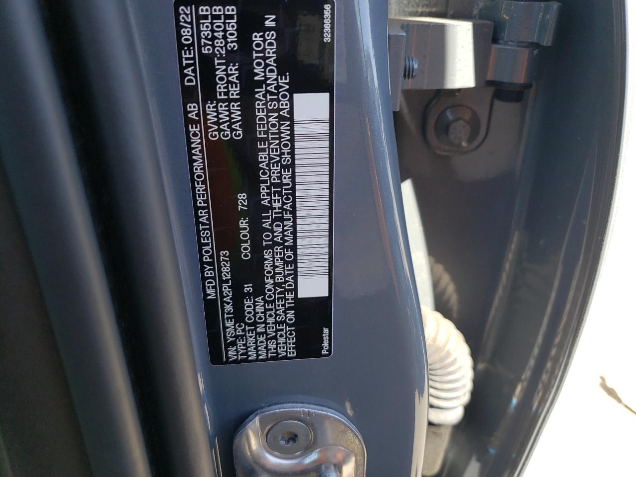 2023 Polestar 2 VIN: YSMET3KA2PL128273 Lot: 60342004