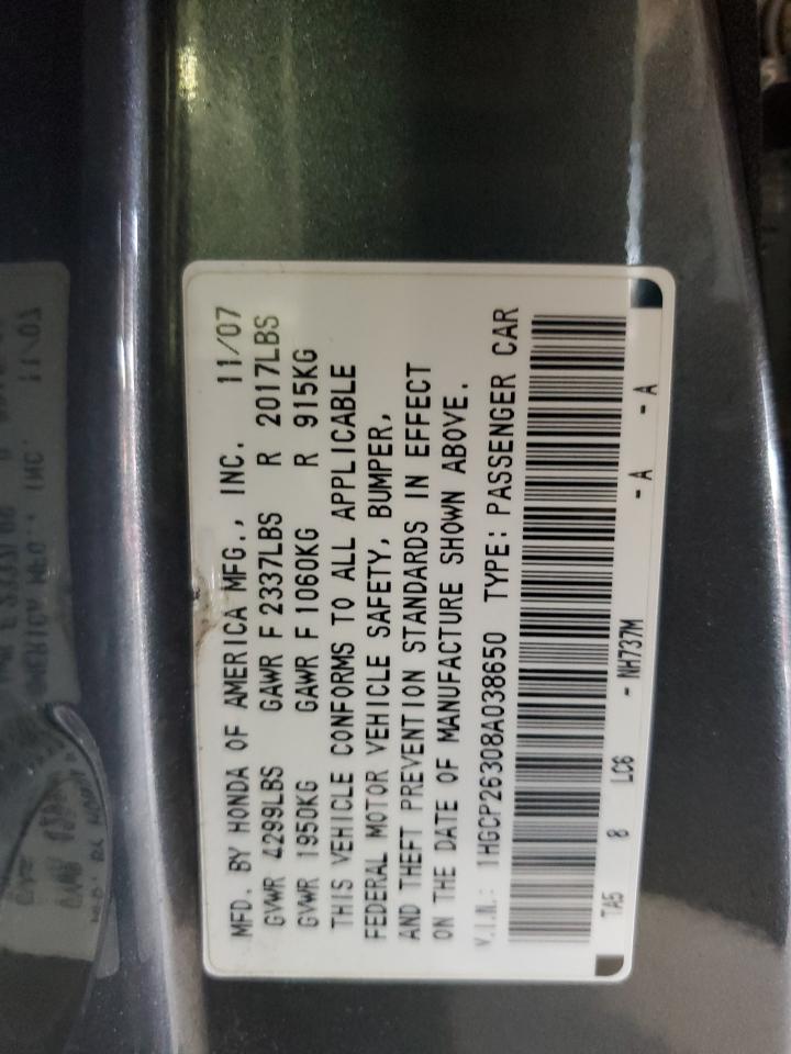 1HGCP26308A038650 2008 Honda Accord Lx