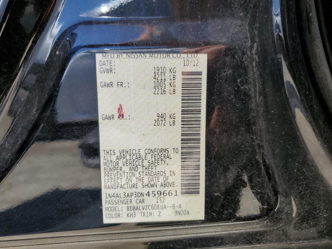 1N4AL3AP3DN459661 2013 Nissan Altima 2.5