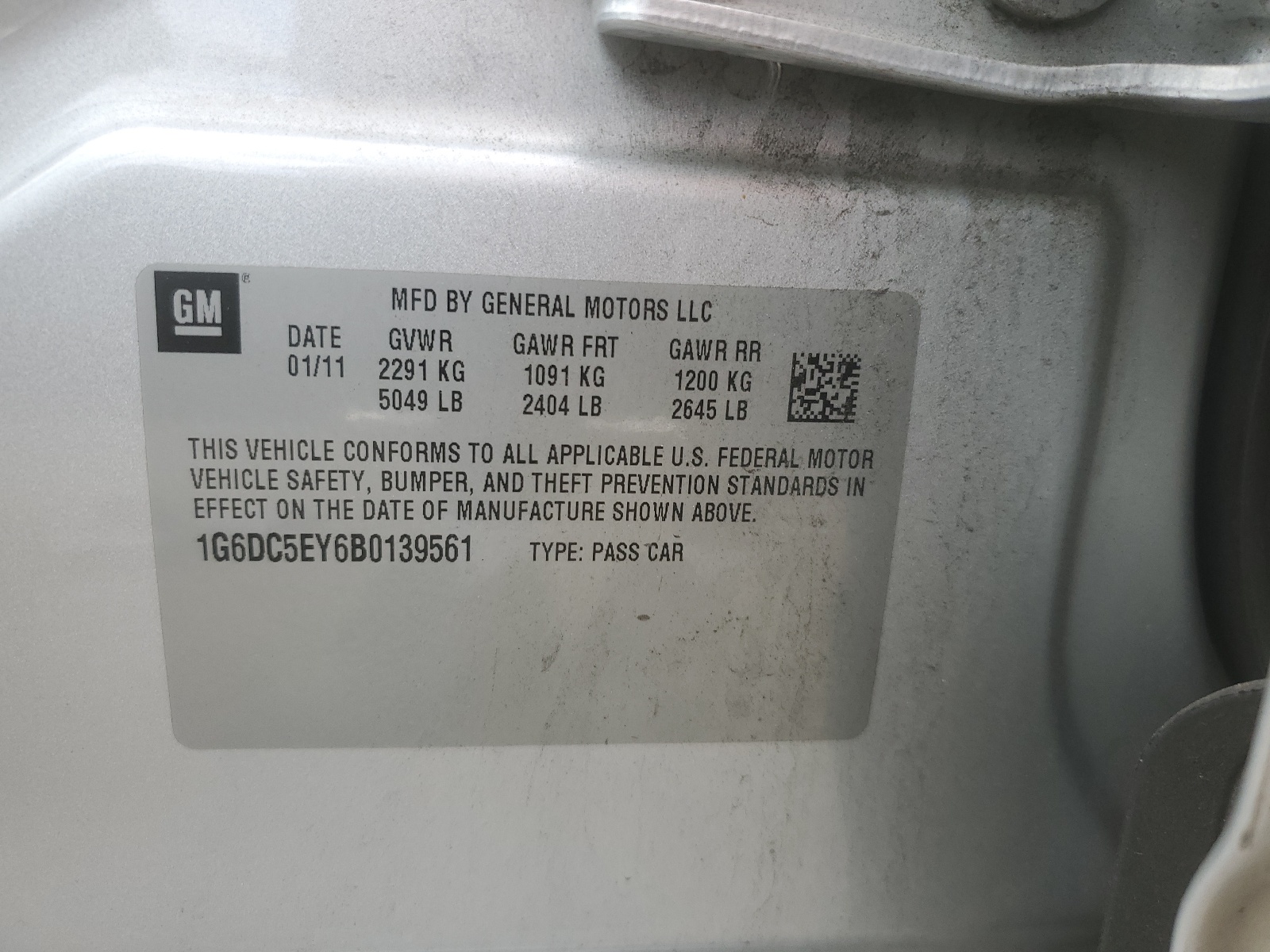 1G6DC5EY6B0139561 2011 Cadillac Cts